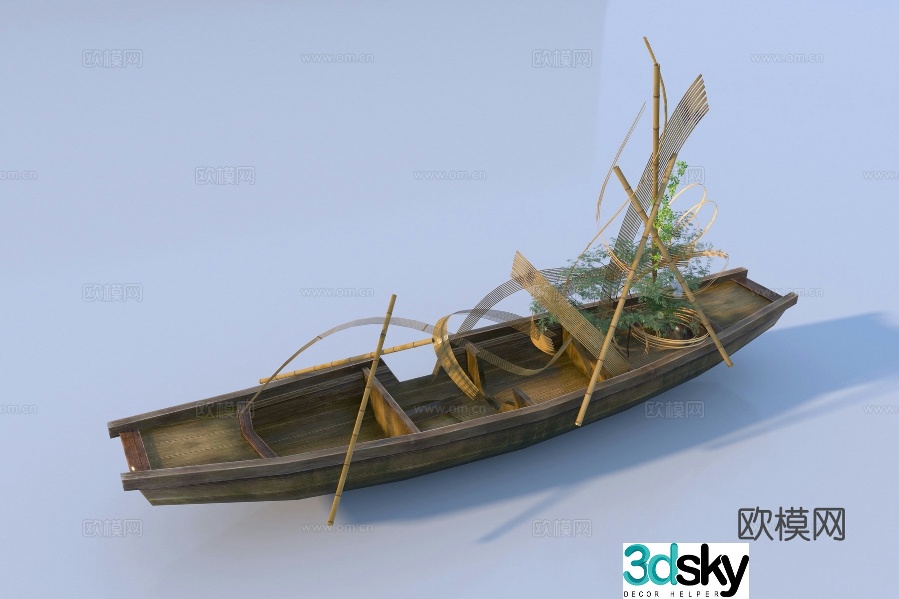 New Chinese wooden boat craft 3d model