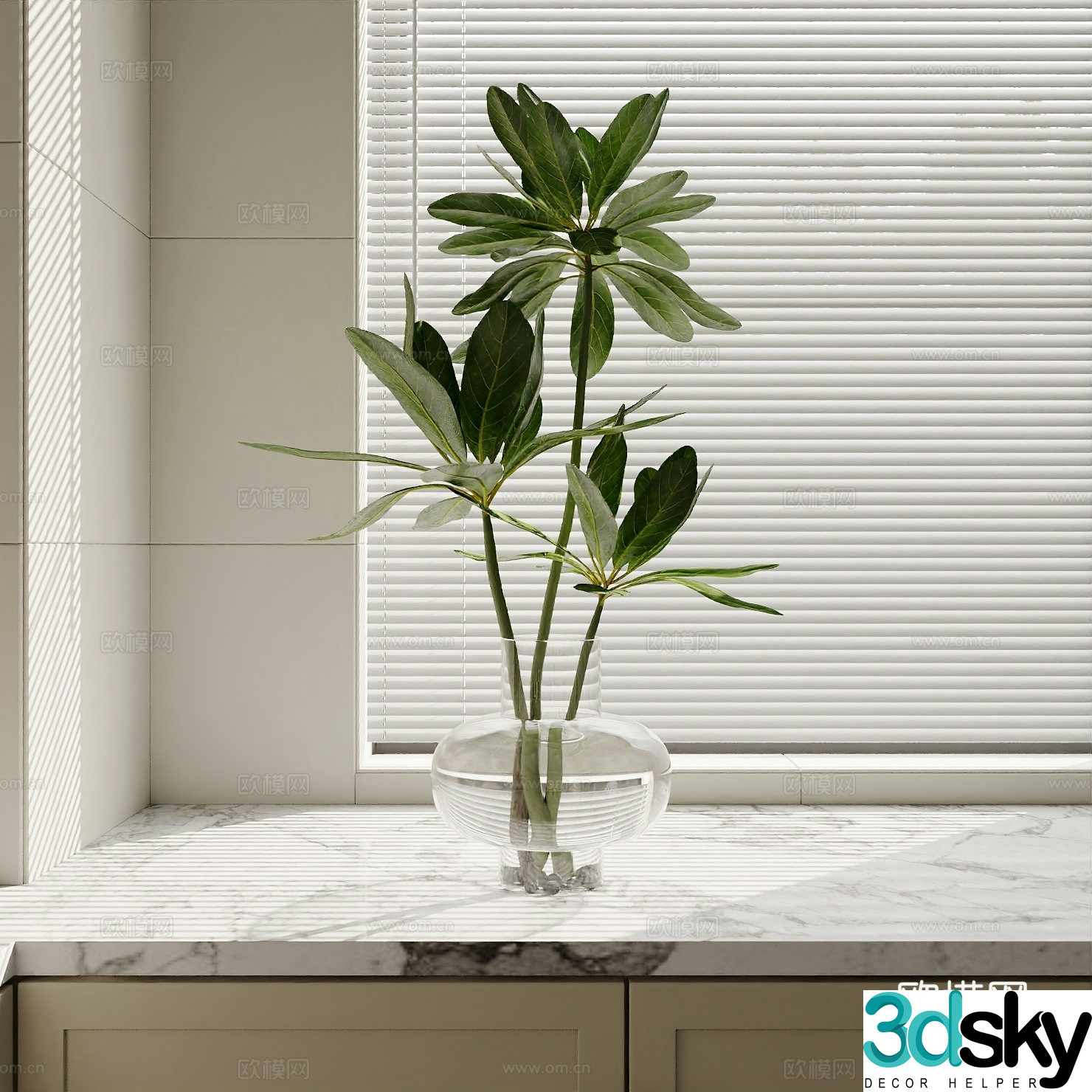 Modern flower potted plants Decorative green plants Green plant ornaments 3D model