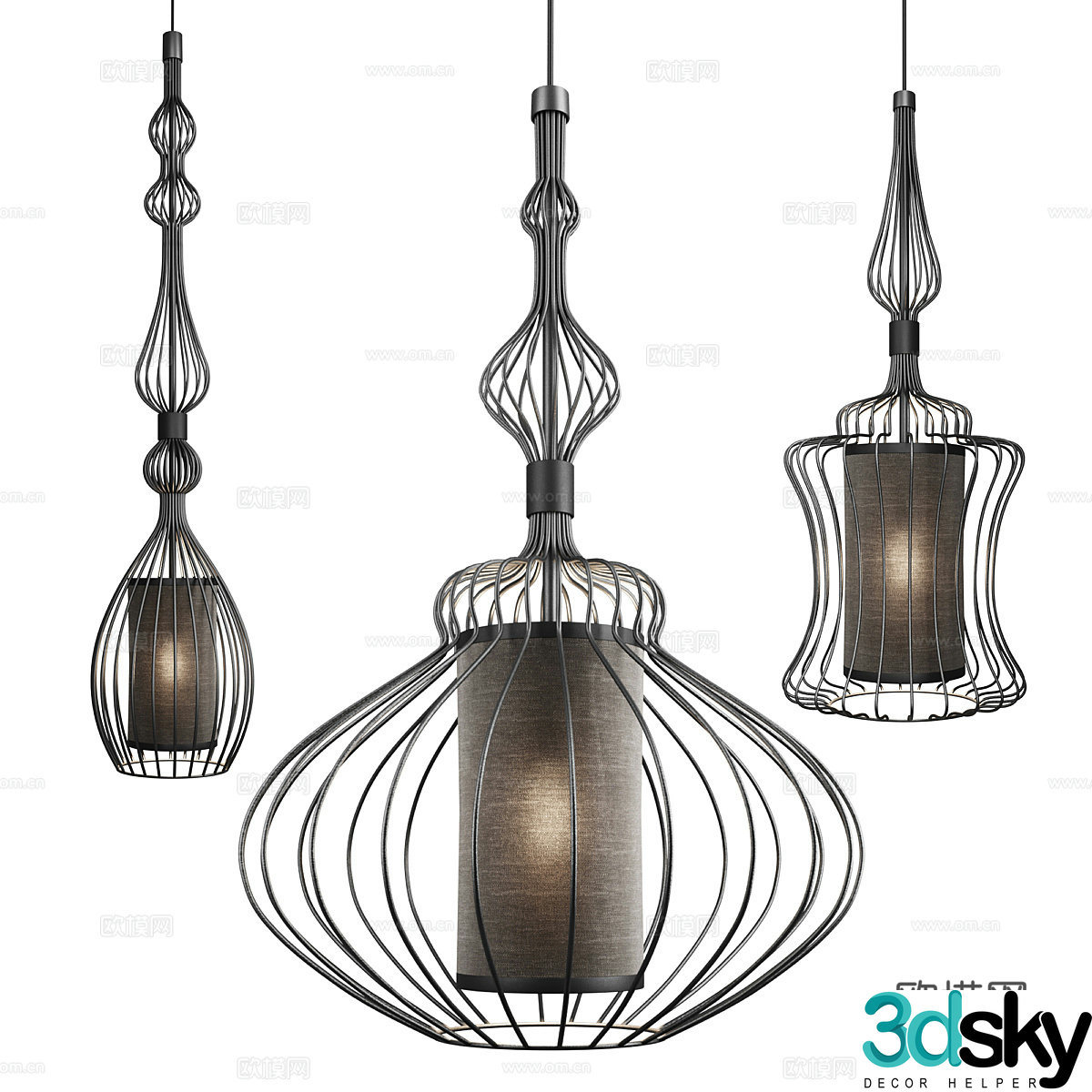 American retro metal woven chandelier 3d model