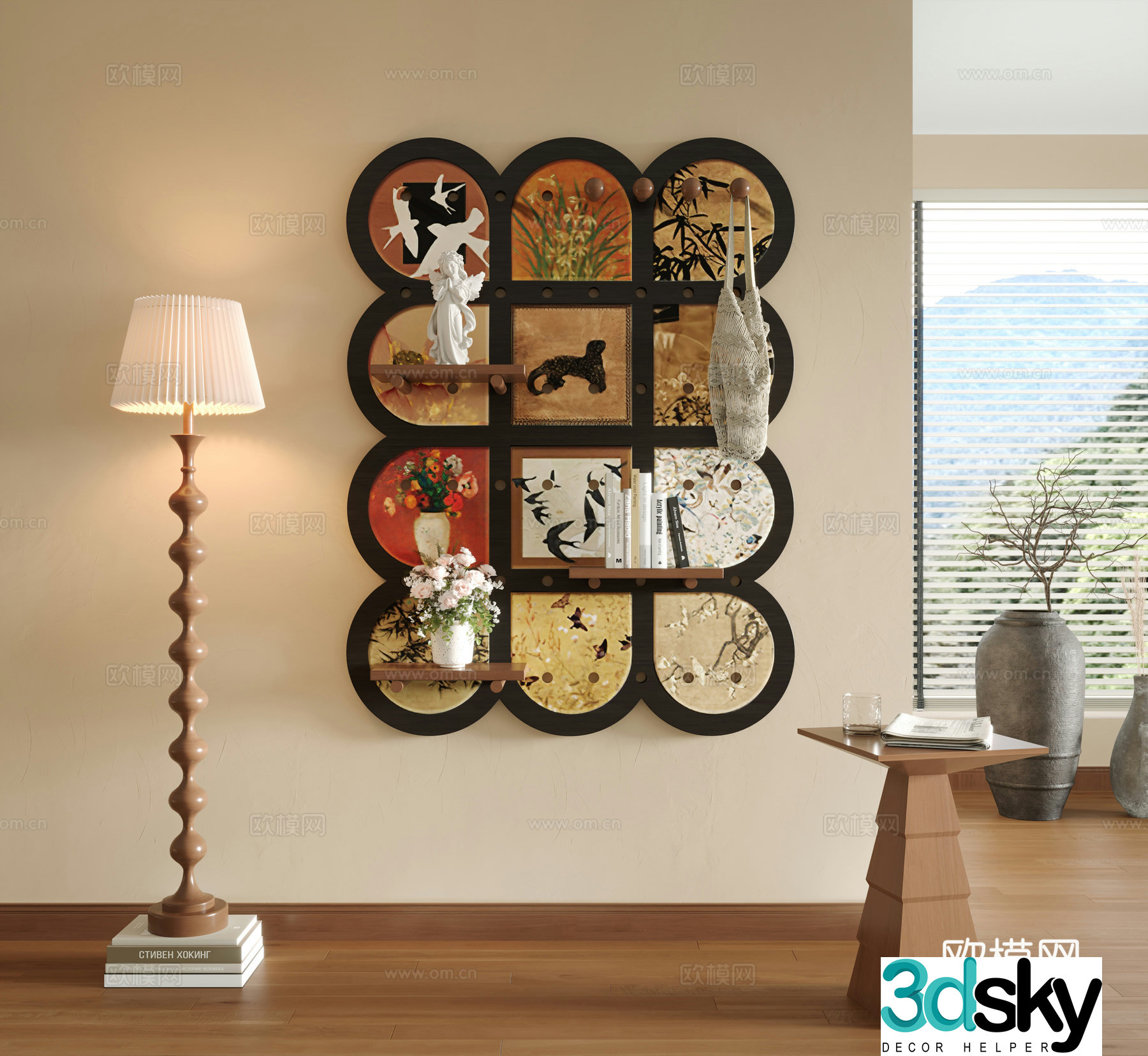 Middle-aged style cave board Middle-aged style storage rack Middle-aged style wall decoration Entrance entrance hall 3D model