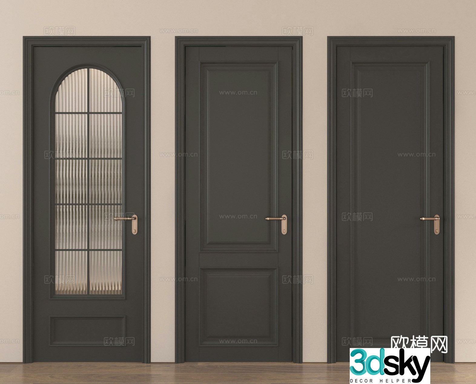 Single-open door Kitchen and bathroom door Bedroom door Entry door 3D model