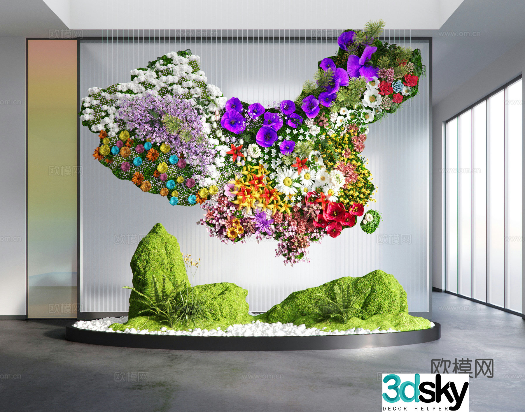 Modern interior installation landscaping 3D model