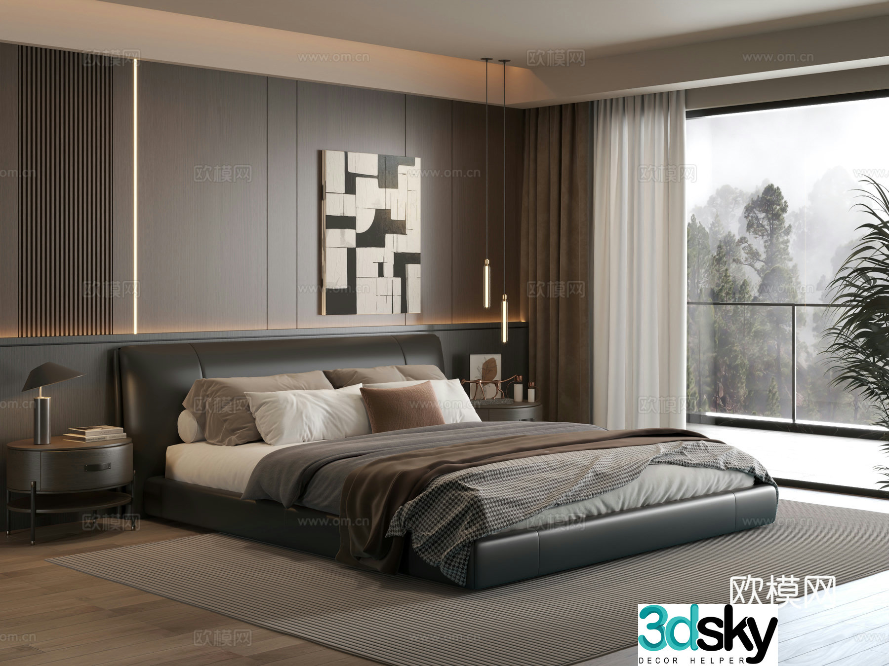 Modern bedroom Italian bedroom Bedroom Bedroom Bedroom Background Wall 3D Model
