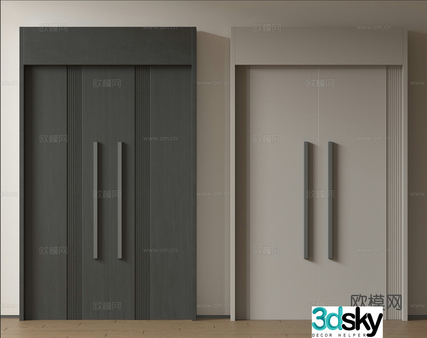 Modern double-opening door swing door entrance door security door top double-opening door main door mother and child door 3D model