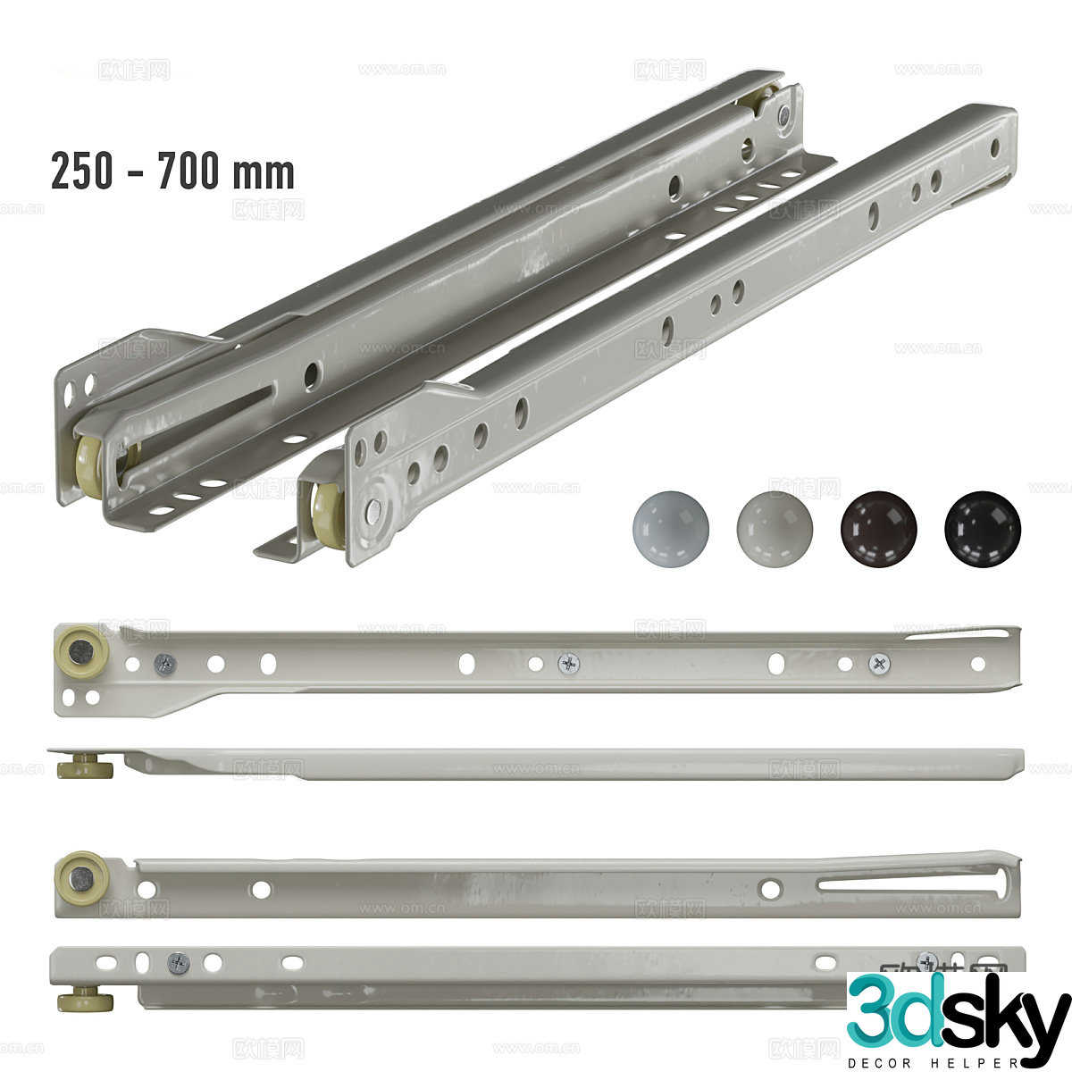 Modern Italian furniture roller guide rail 3d model