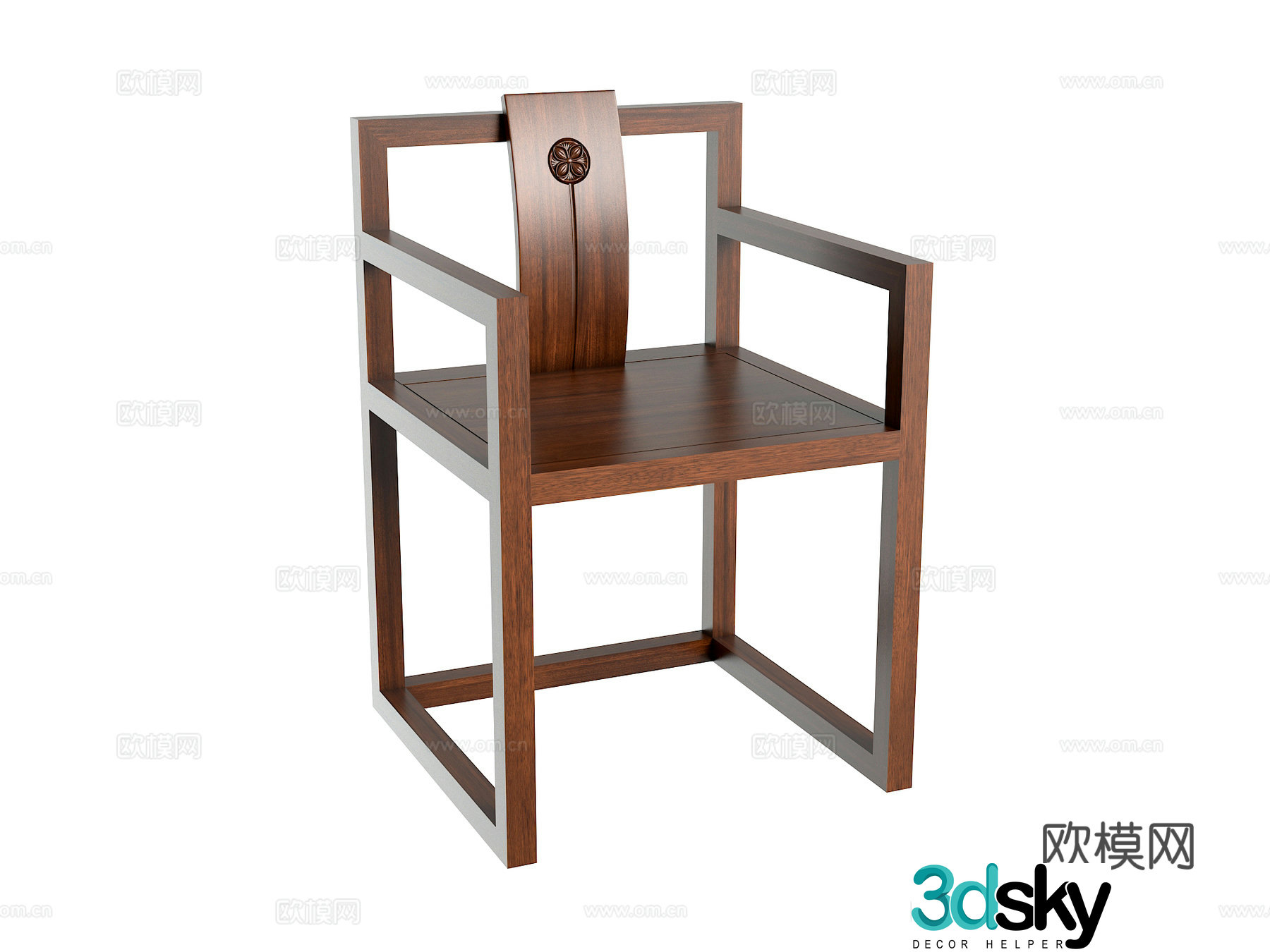 New Chinese style book chair 3d model