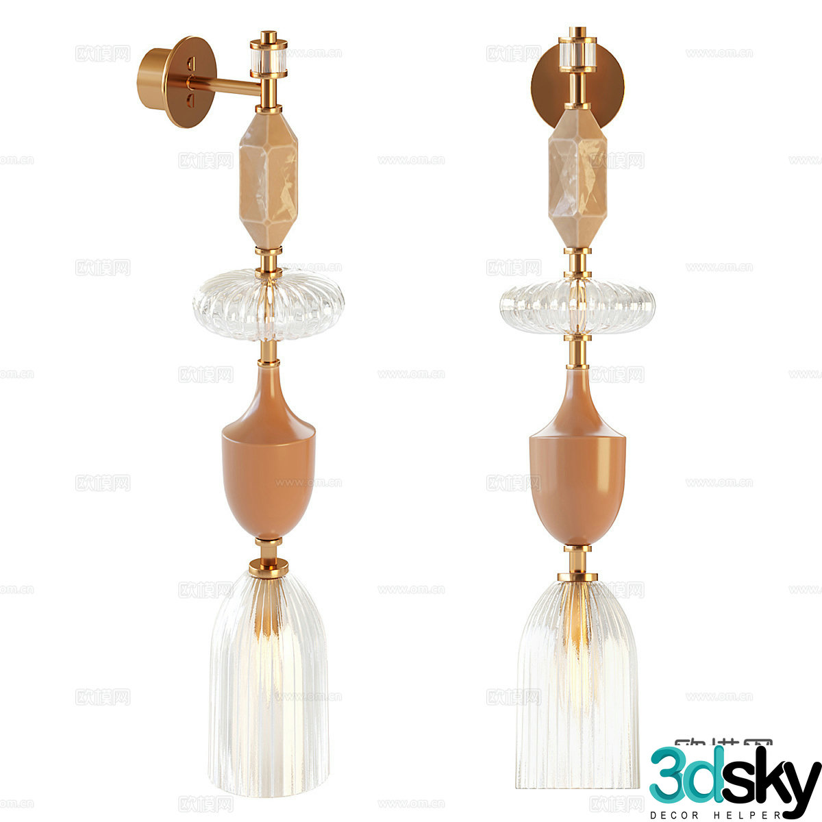 New Chinese style light luxury decorative wall light 3D model