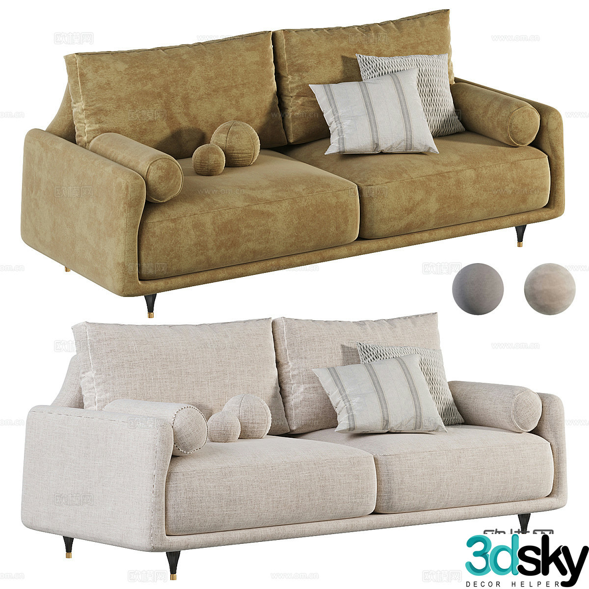 Modern Cream Style Elliot Casual Sofa 3D Model
