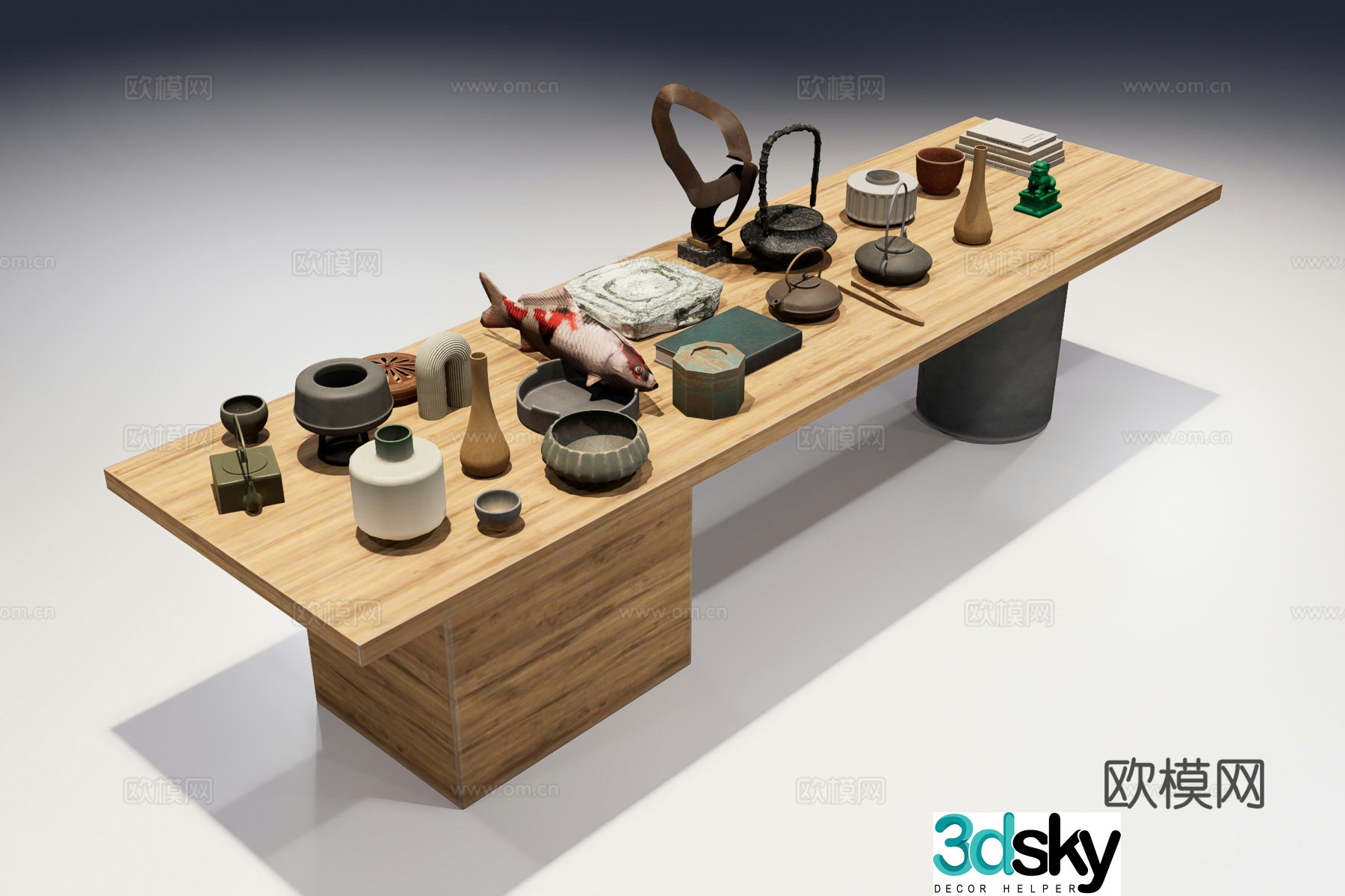 Tea table tea set ornament 3d model