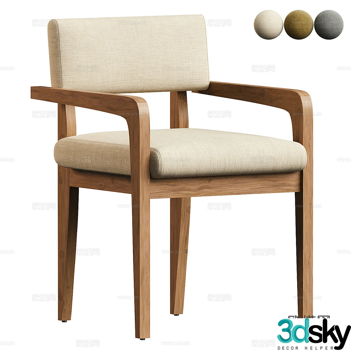 New Chinese Oak Chair 3D Model