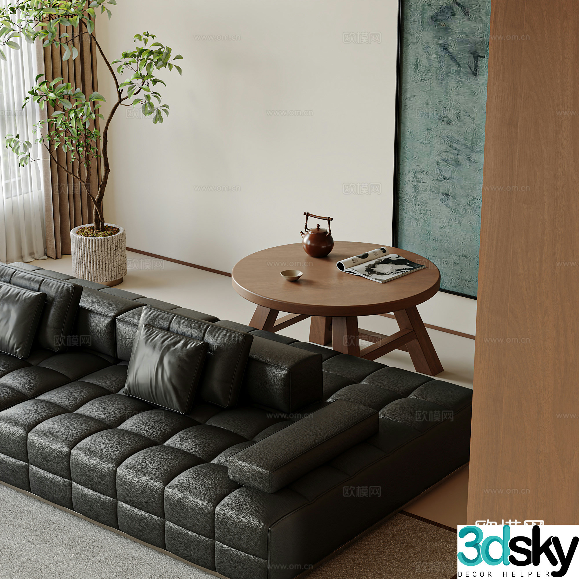 3D model of medieval style living room restaurant