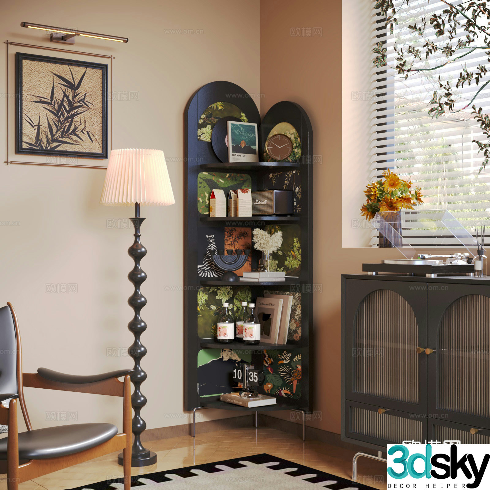 French retro corner cabinet 3d model