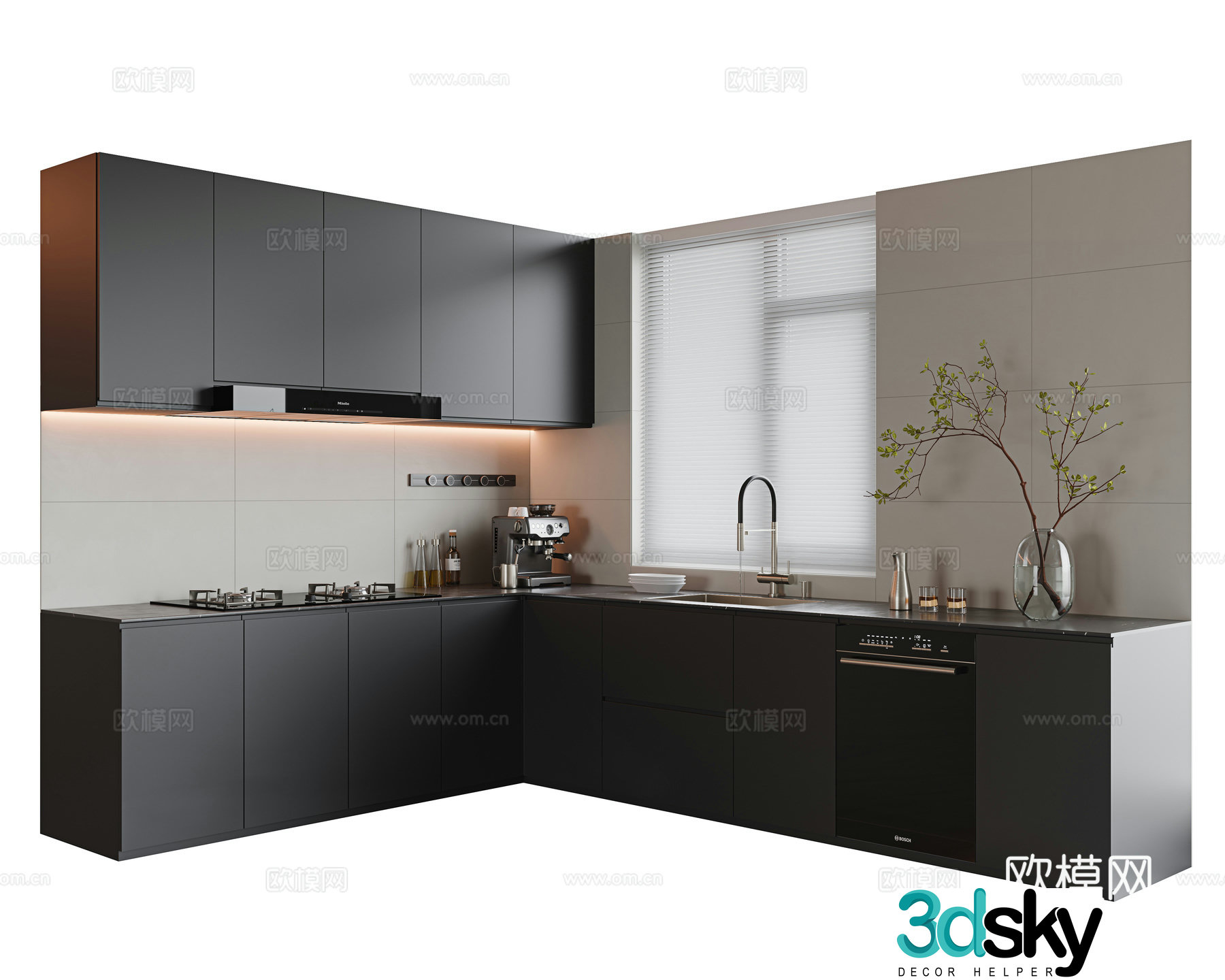 Modern kitchen cabinets kitchen wall cabinets kitchen floor cabinets L-shaped kitchen kitchen appliances kitchen 3D model