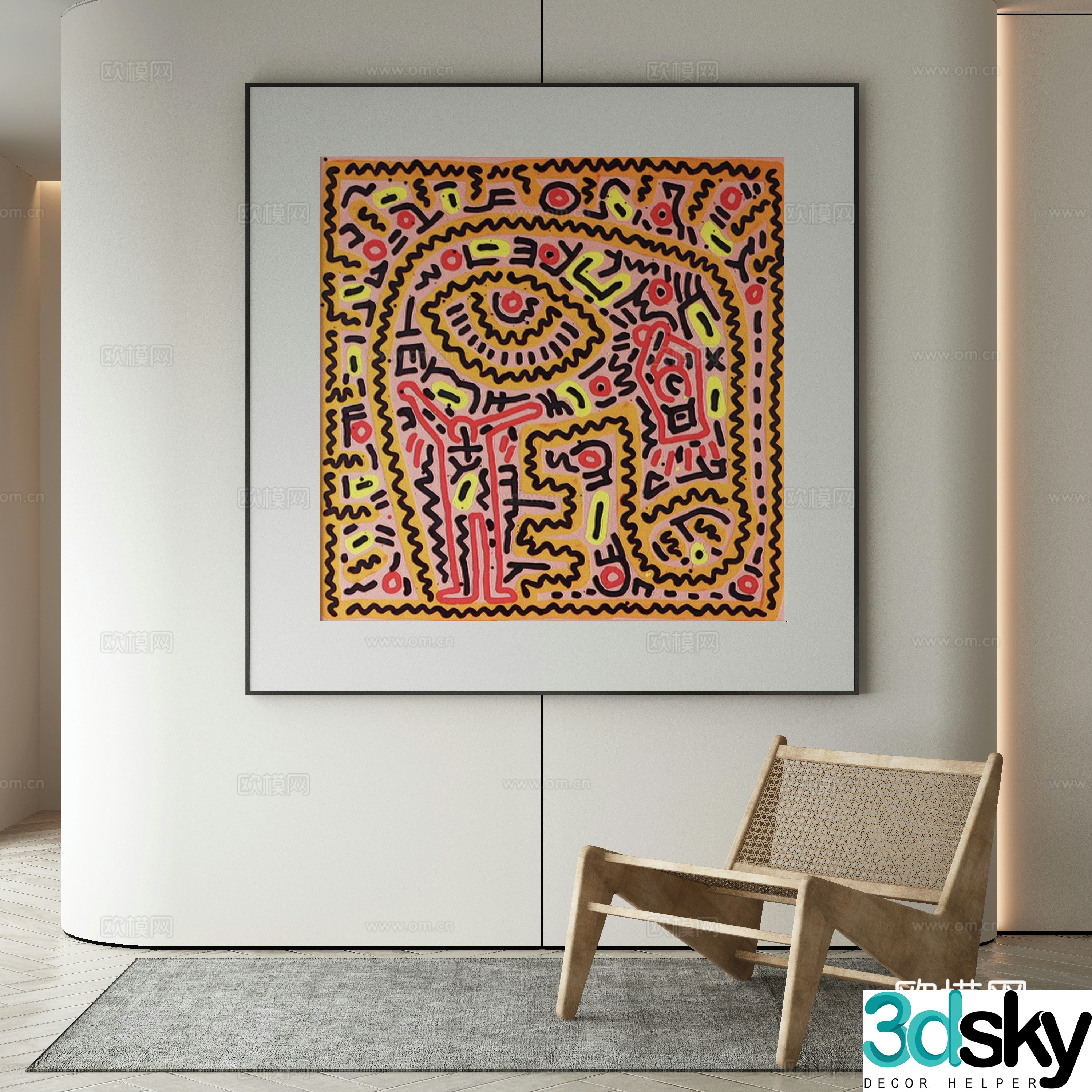 Wasabi hanging painting oil painting 3d model