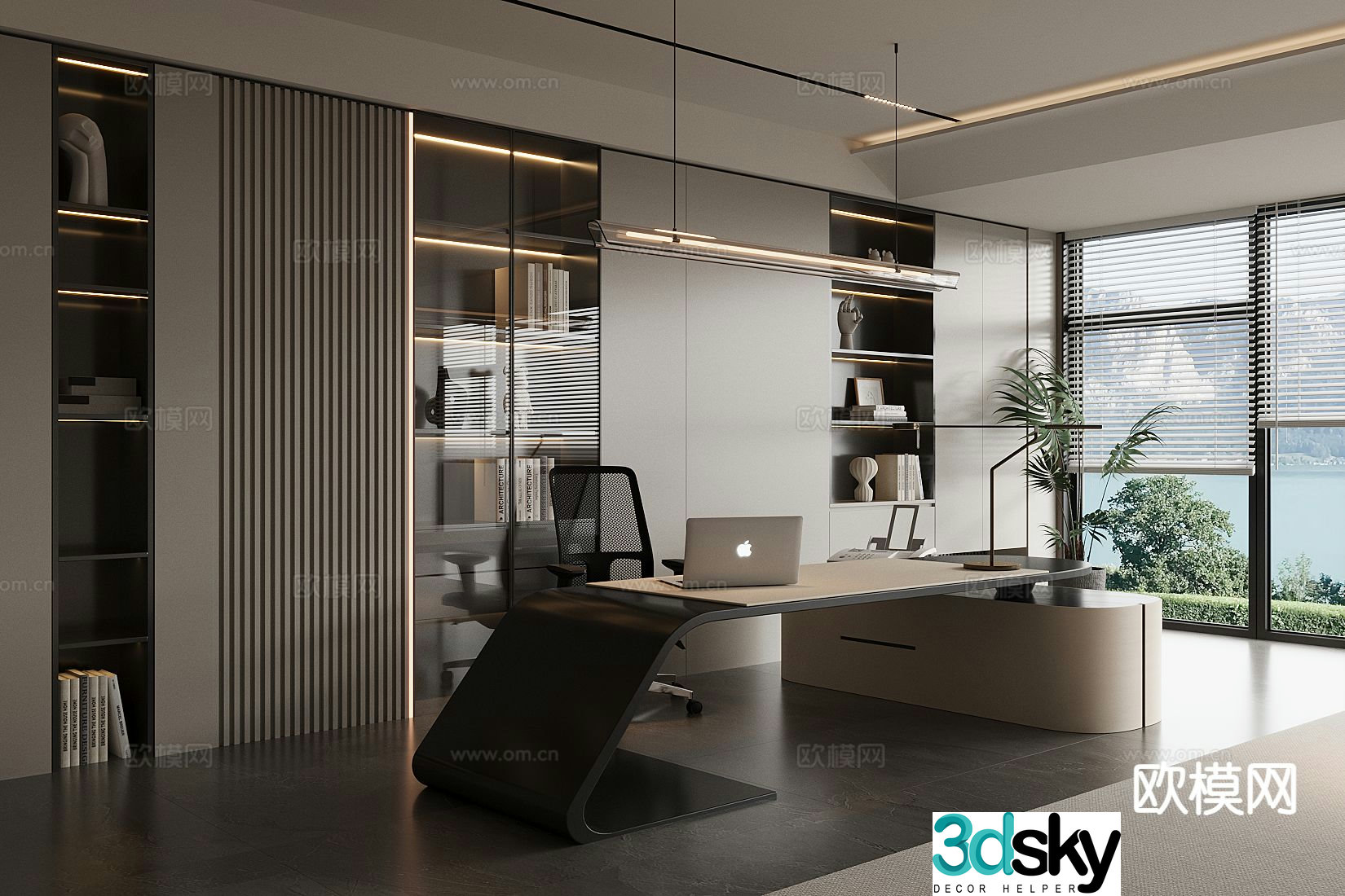 Light luxury general manager office 3D model