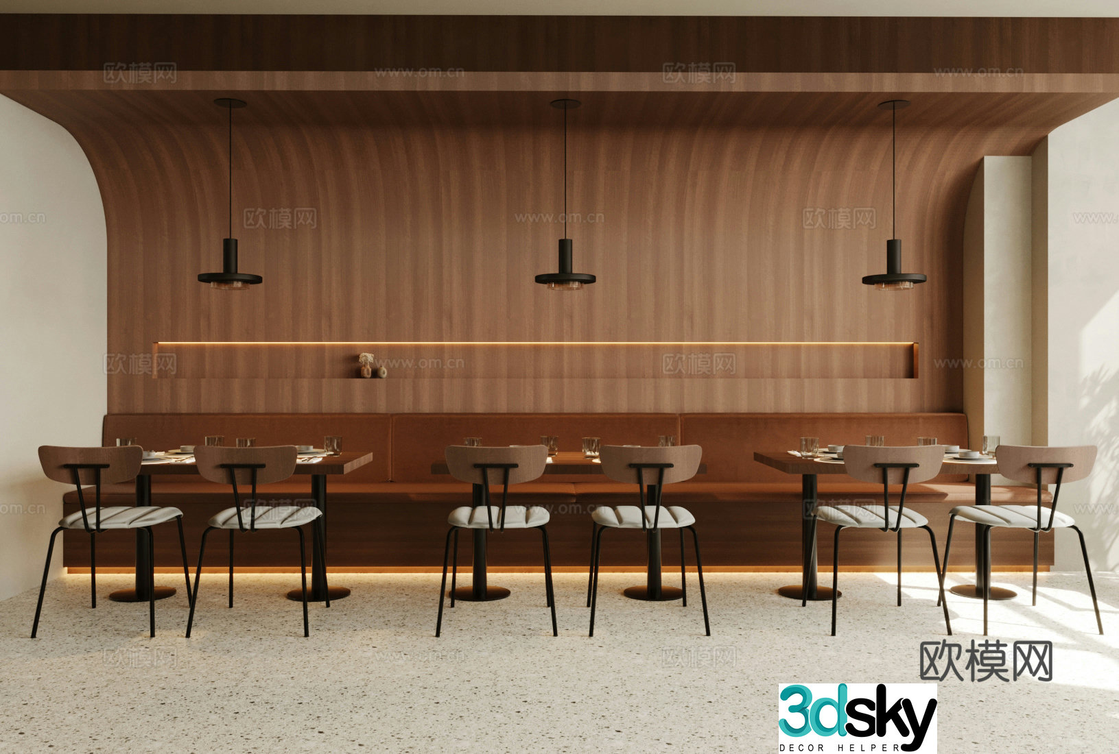 Middle-aged Western Restaurant Full-time Restaurant 3D Model