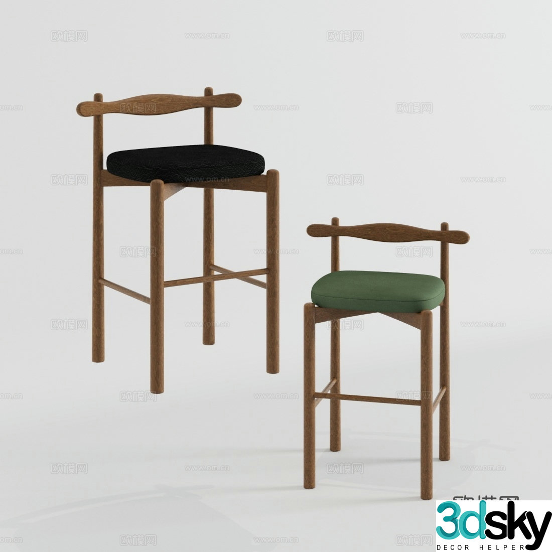 New Chinese style bar chair bar stool bar stool 3D model