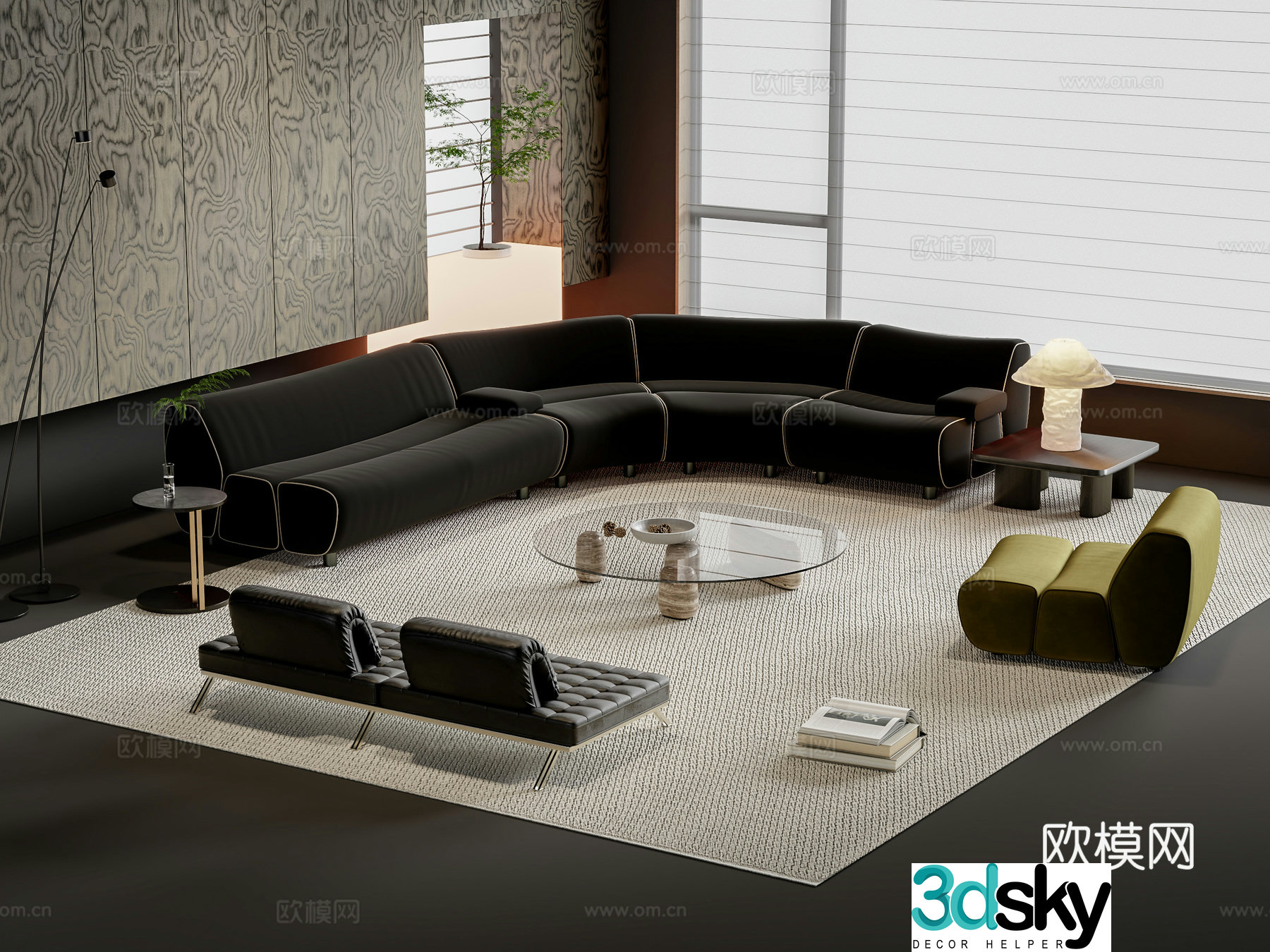 Modern sofa coffee table combination 3D model