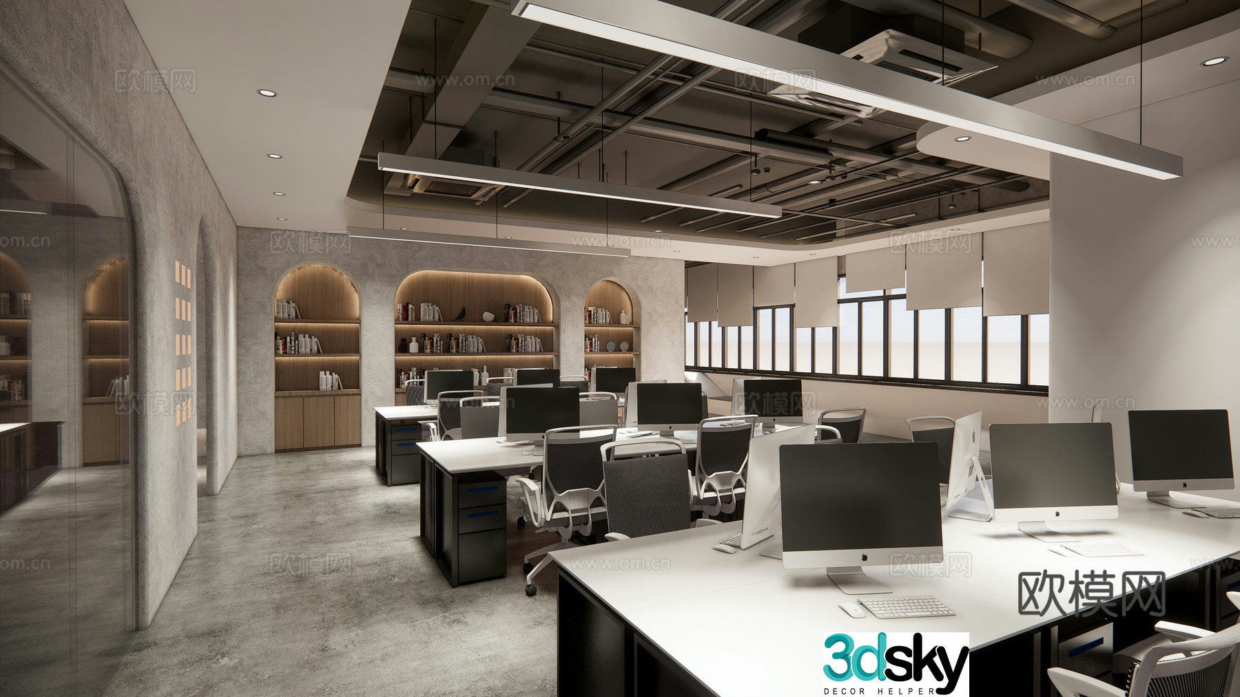 Modern cafe office minimalist office office lobby office lobby public office 3d model