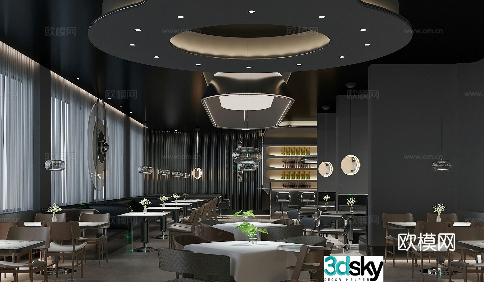 Modern Western Restaurant Hotel Restaurant Music Restaurant 3D Model