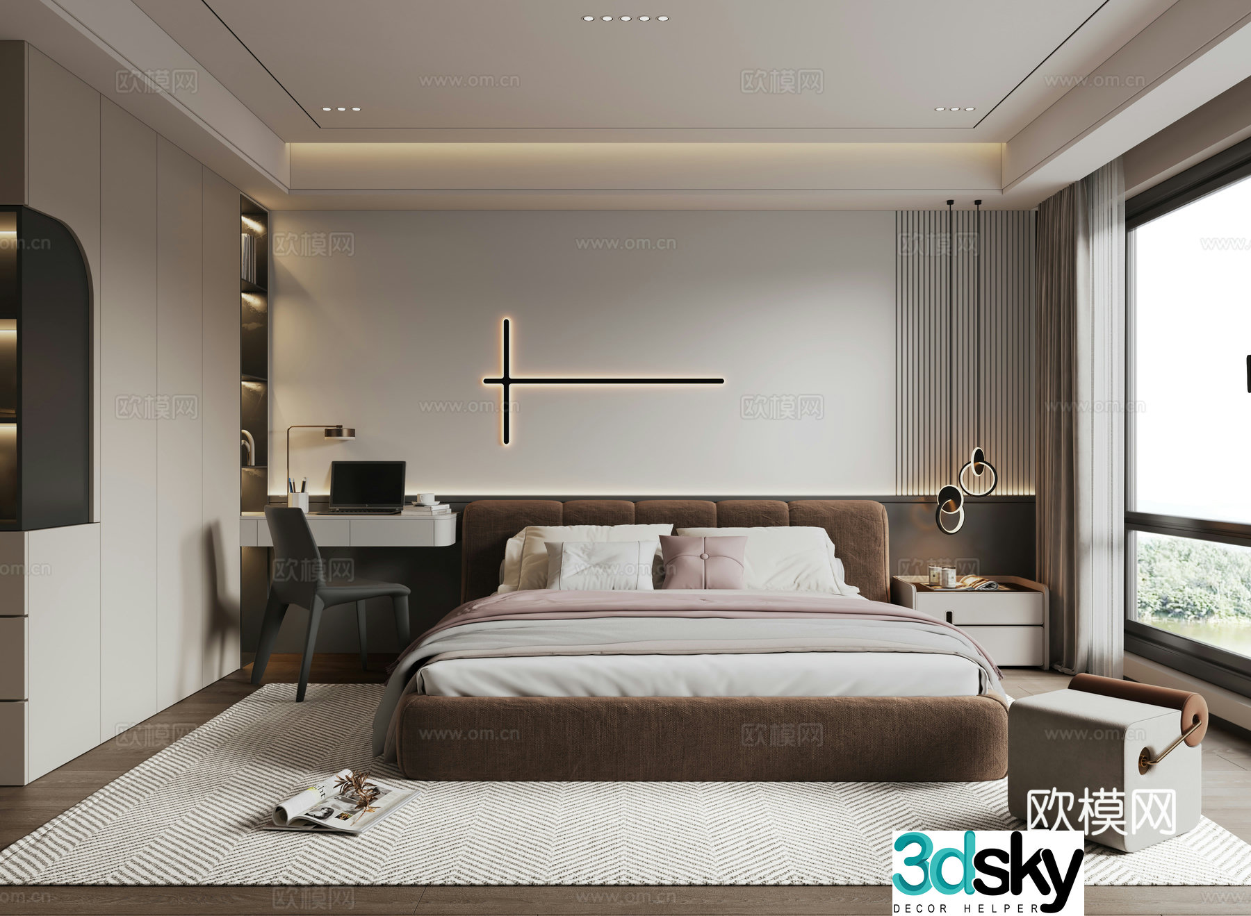 Modern Italian style bedroom 3d model