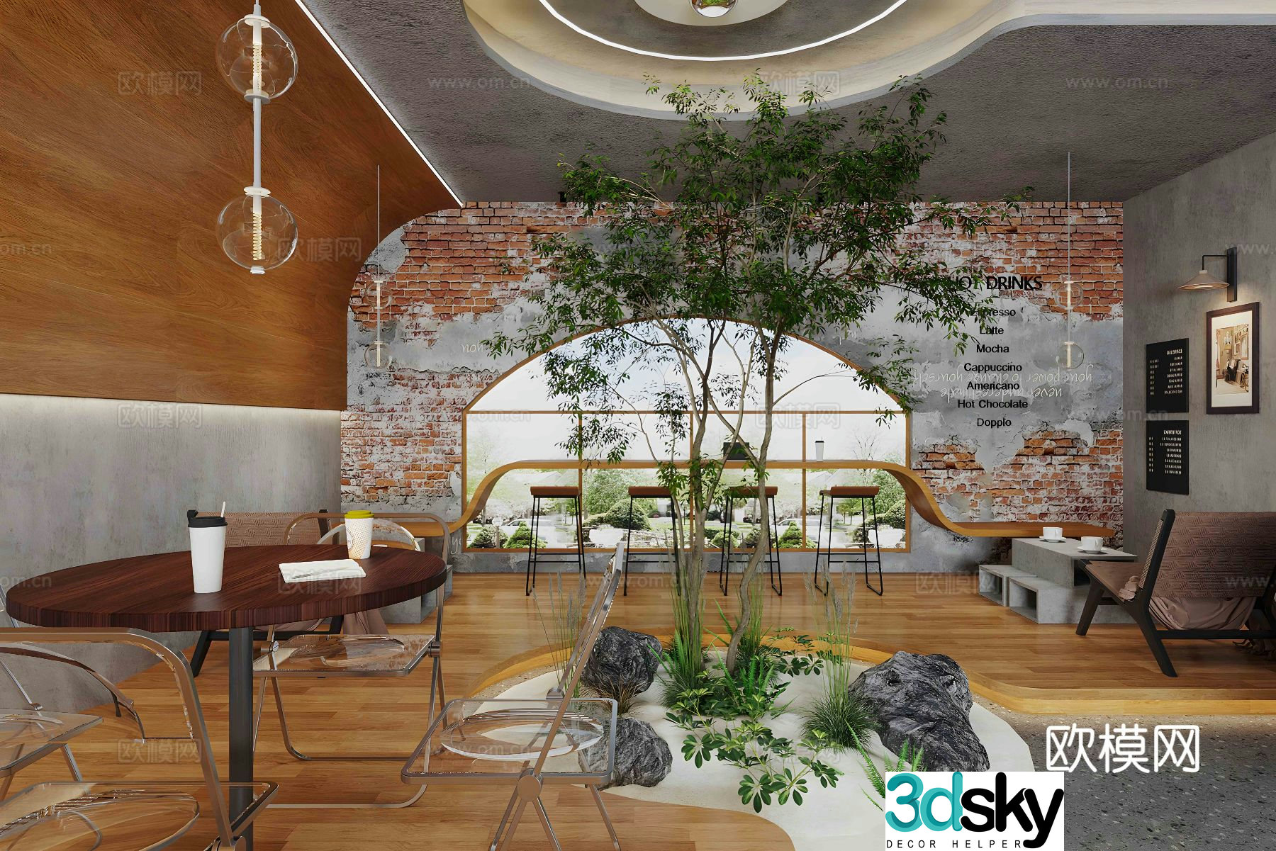 Industrial style cafe cafe 3d model