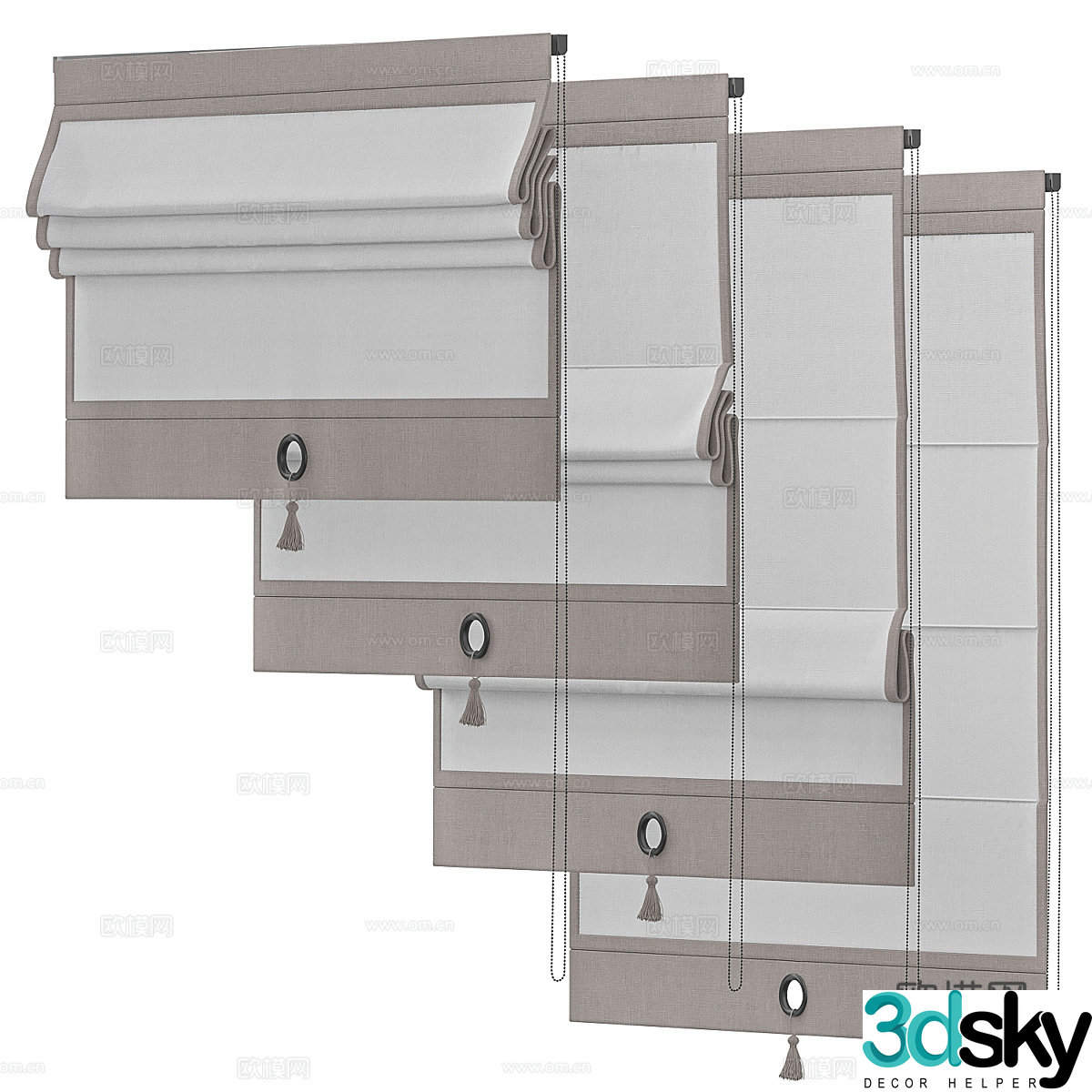 New Chinese Roman curtain 3D model