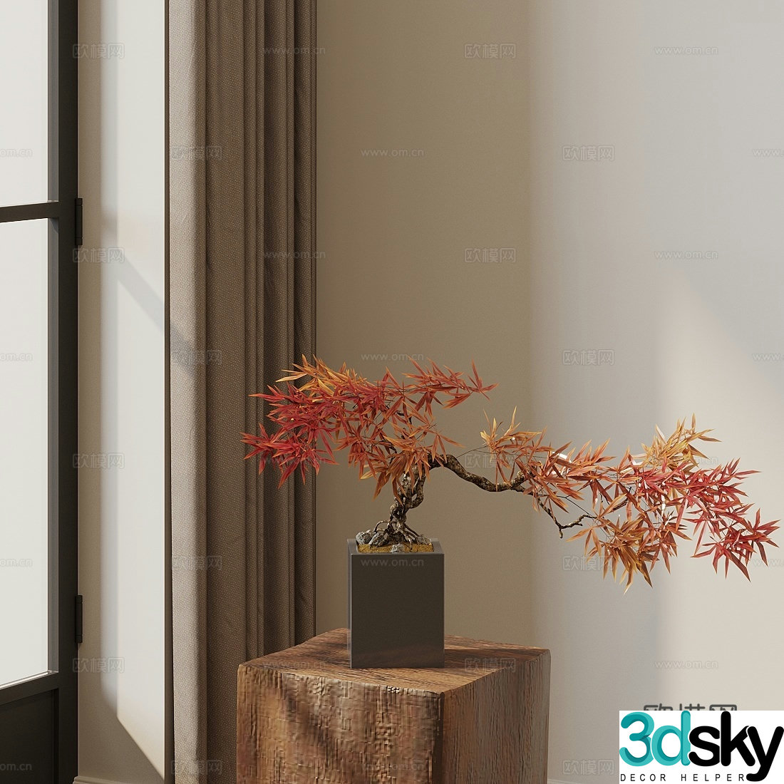 New Chinese style bonsai Red maple bonsai Plant 3D model