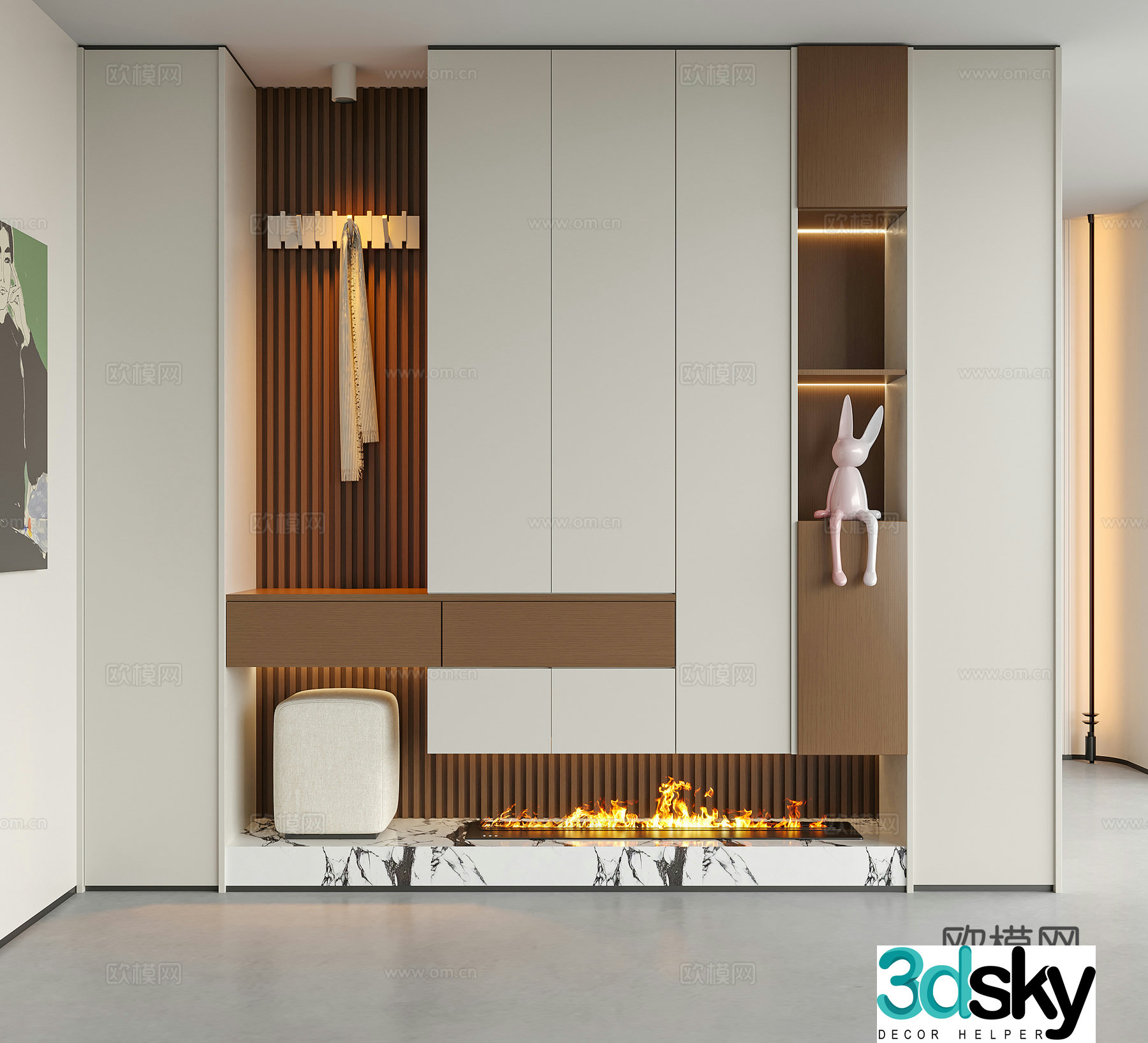 Modern entrance door shoe cabinet 3d model