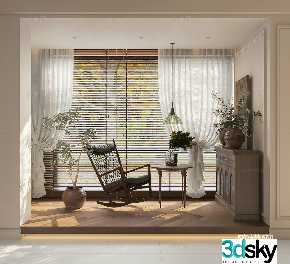 Medium style chest cabinet medium style leisure chair potted plant solid wood coffee table medium style entrance cabinet chest cabinet 3d model