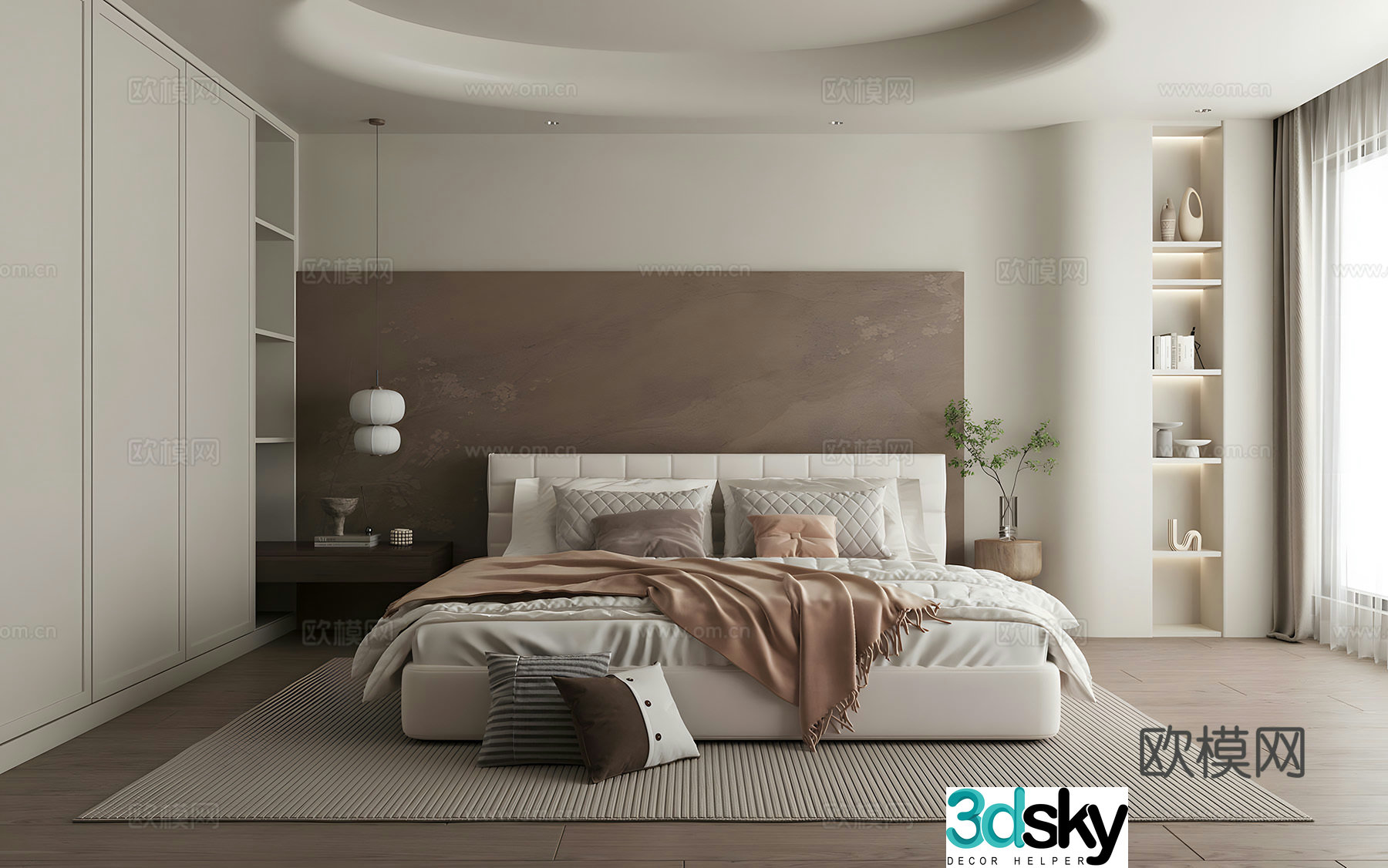 Modern home bedroom Wasabi style bedroom Minimalist style bedroom Secondary bedroom Leather bedroom Bed 3D model