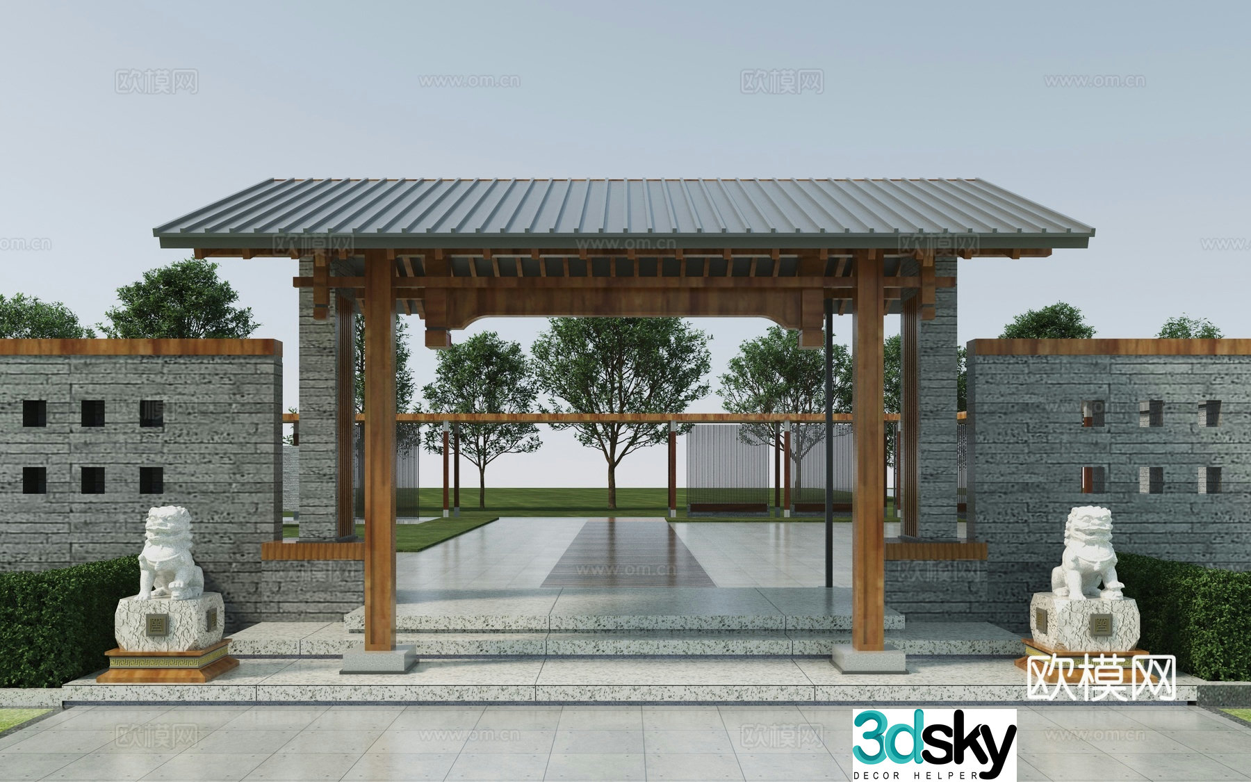 New Chinese style entrance door 3D model