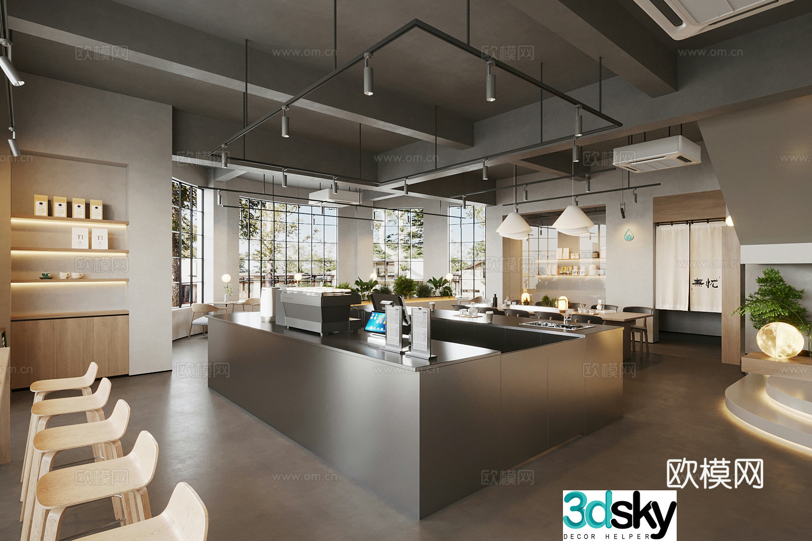 Industrial style coffee shop coffee shop operation table milk tea shop workbench restaurant water bar coffee table 3d model