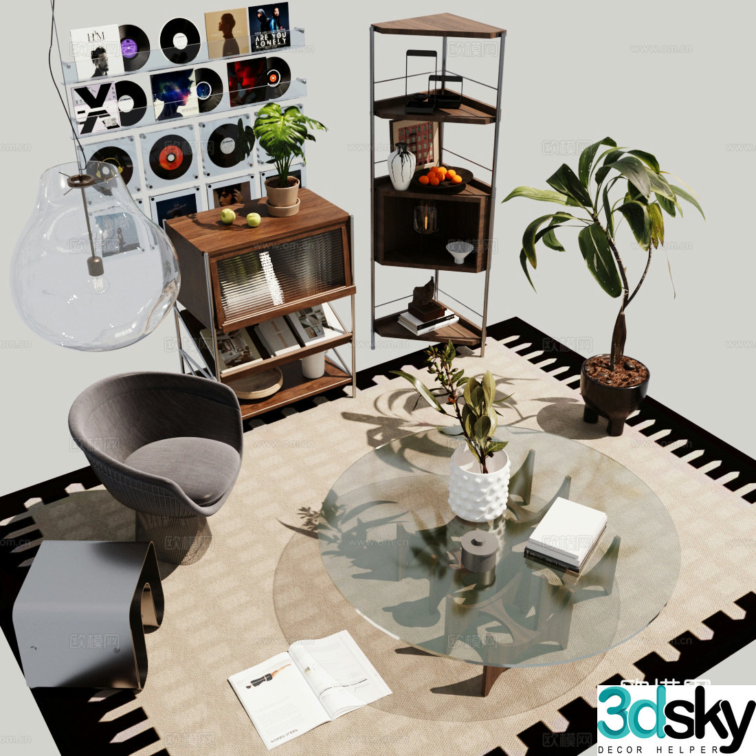 Middle style storage cabinet Magazine cabinet Entrance cabinet 3D model