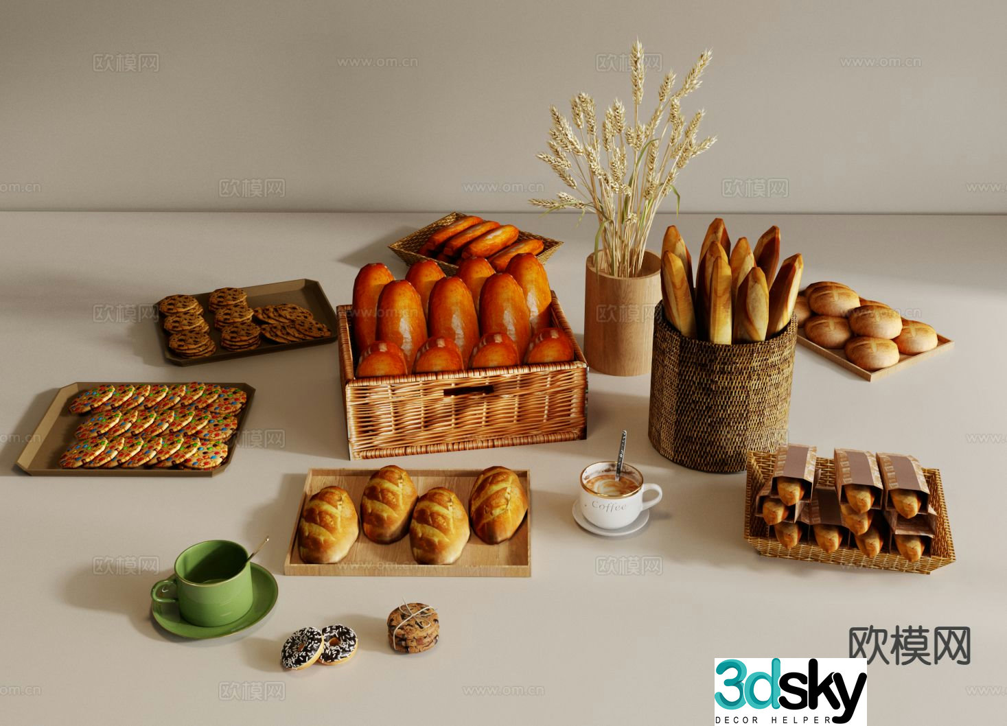 Bread Baked Food 3D Model