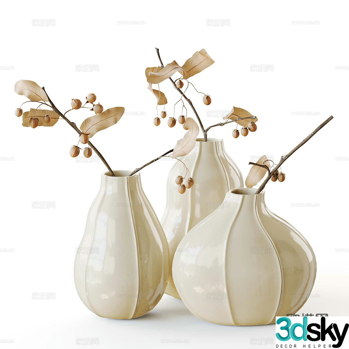 New Chinese vase flower art 3D model