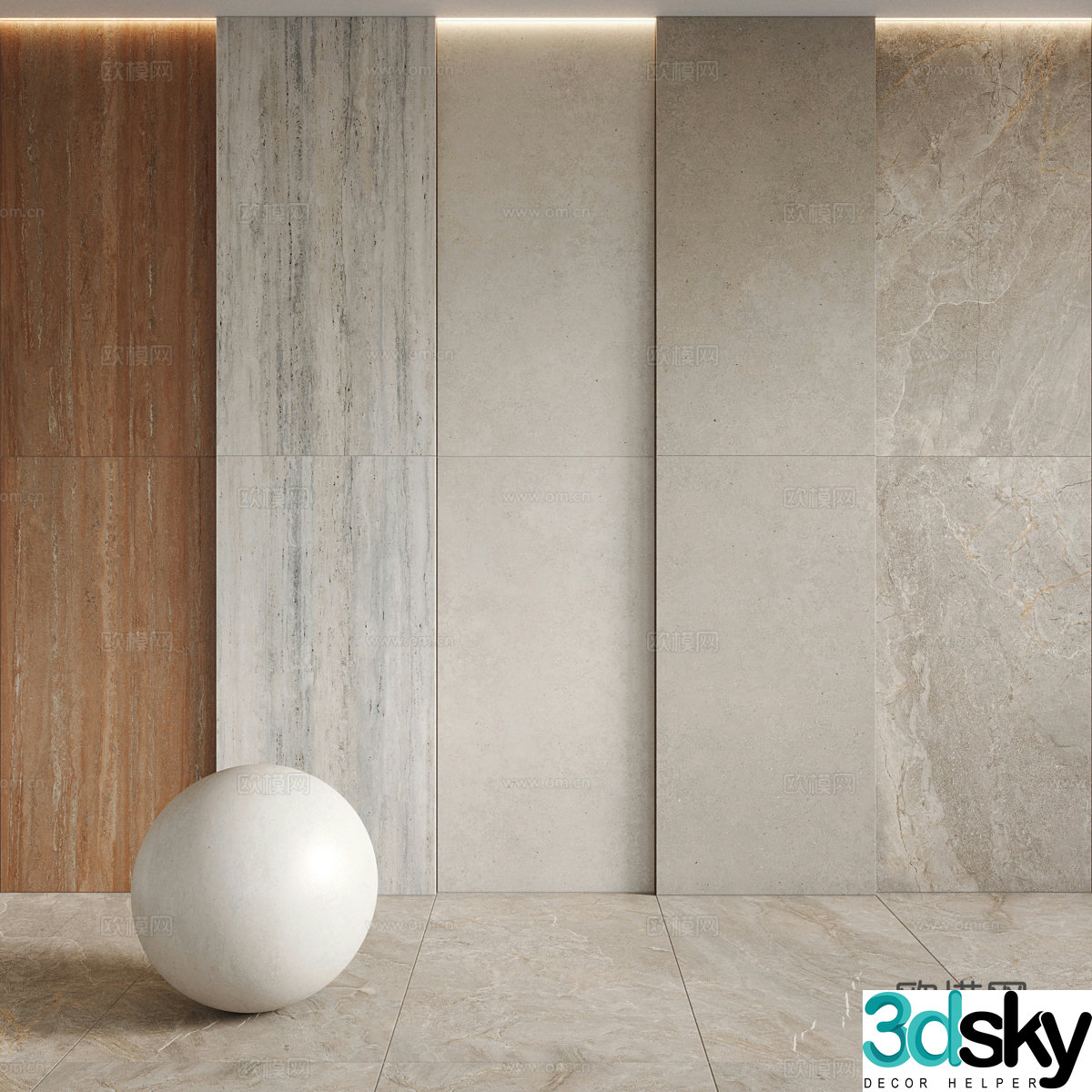 New Chinese-style ceramic tiles rock slabs wood grain bricks antique tiles soft light tiles 3D model