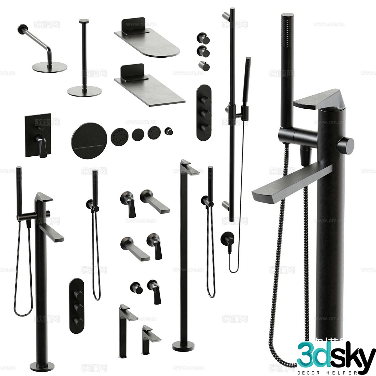 Modern Italian light luxury VENTAGLIO shower faucet 3D model