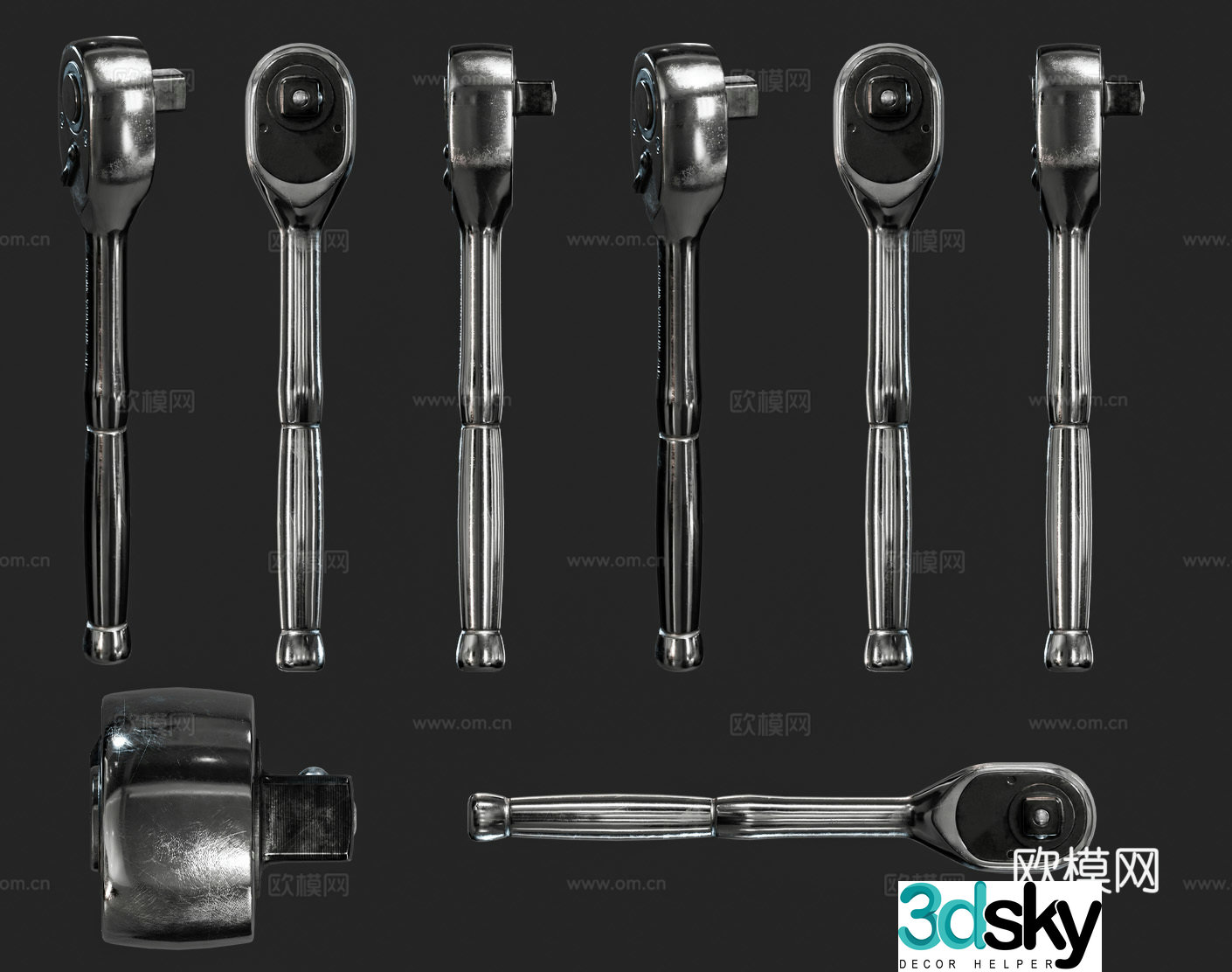 Modern ratchet wrench wrench tool hardware tool wrench tool ratchet wrench combination 3D model