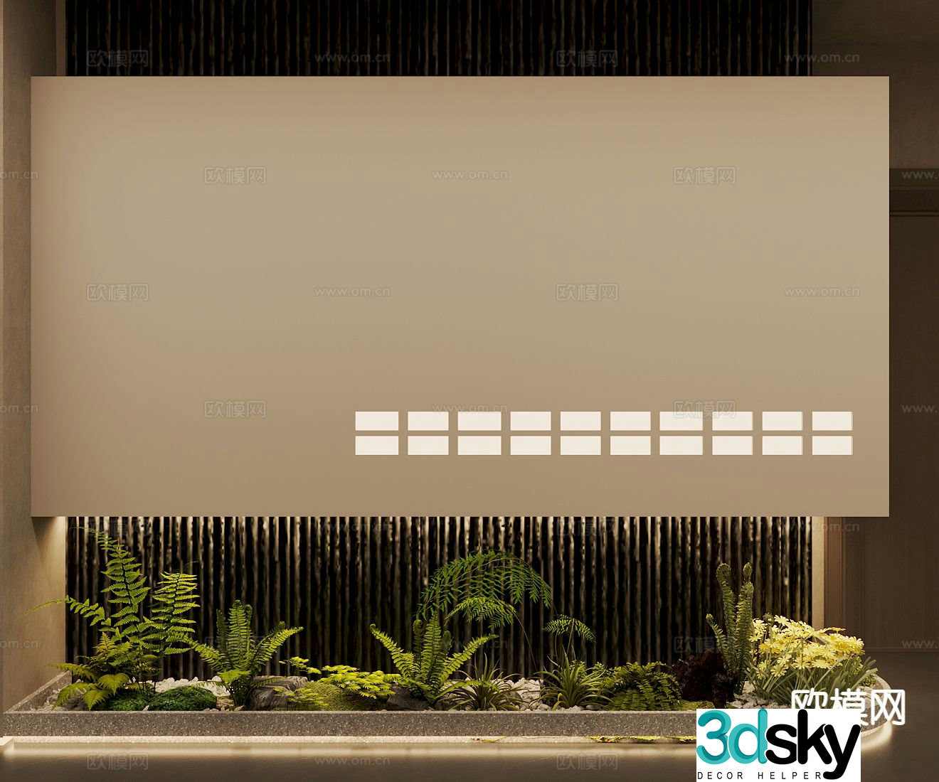 New Chinese style interior landscape landscape sketch 3d model