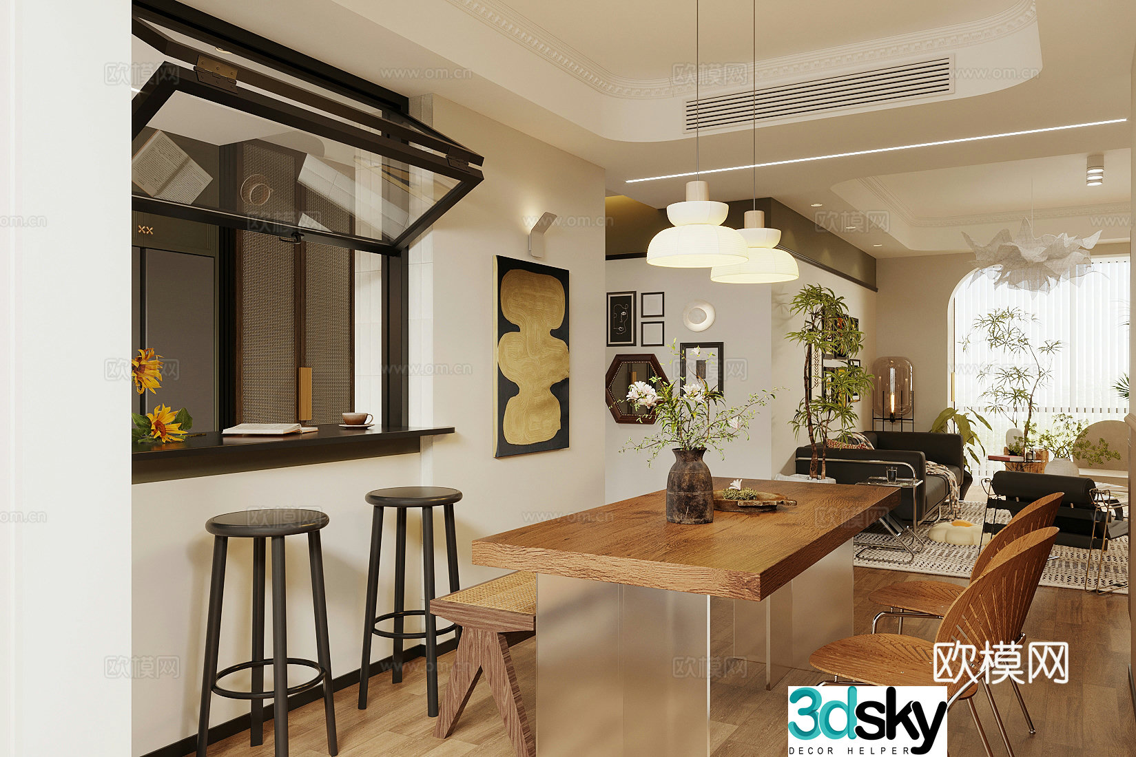 Medium vintage retro home restaurant Medium vintage style restaurant Open restaurant Retro style restaurant 3d model