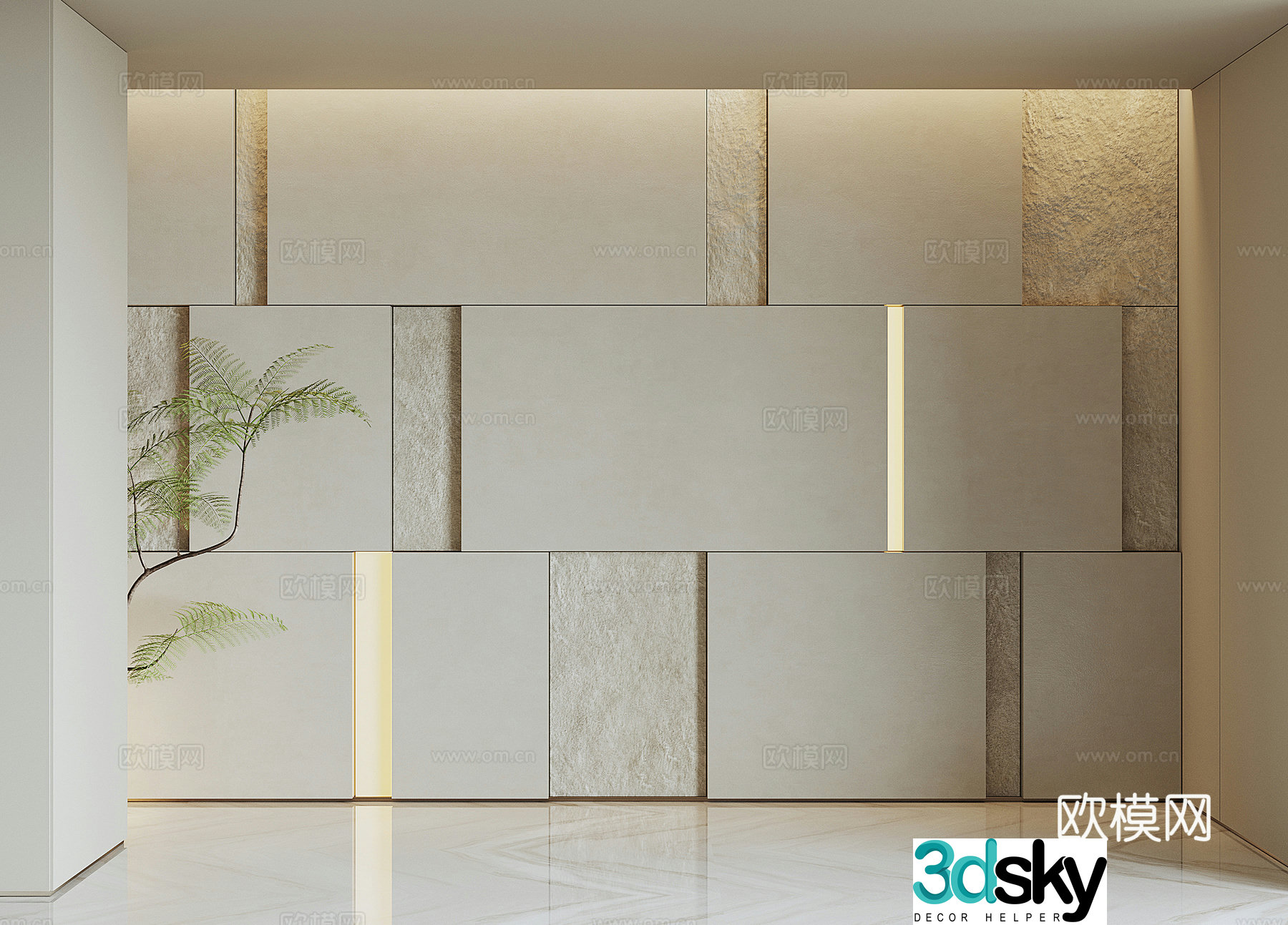 Modern rock background wall 3d model