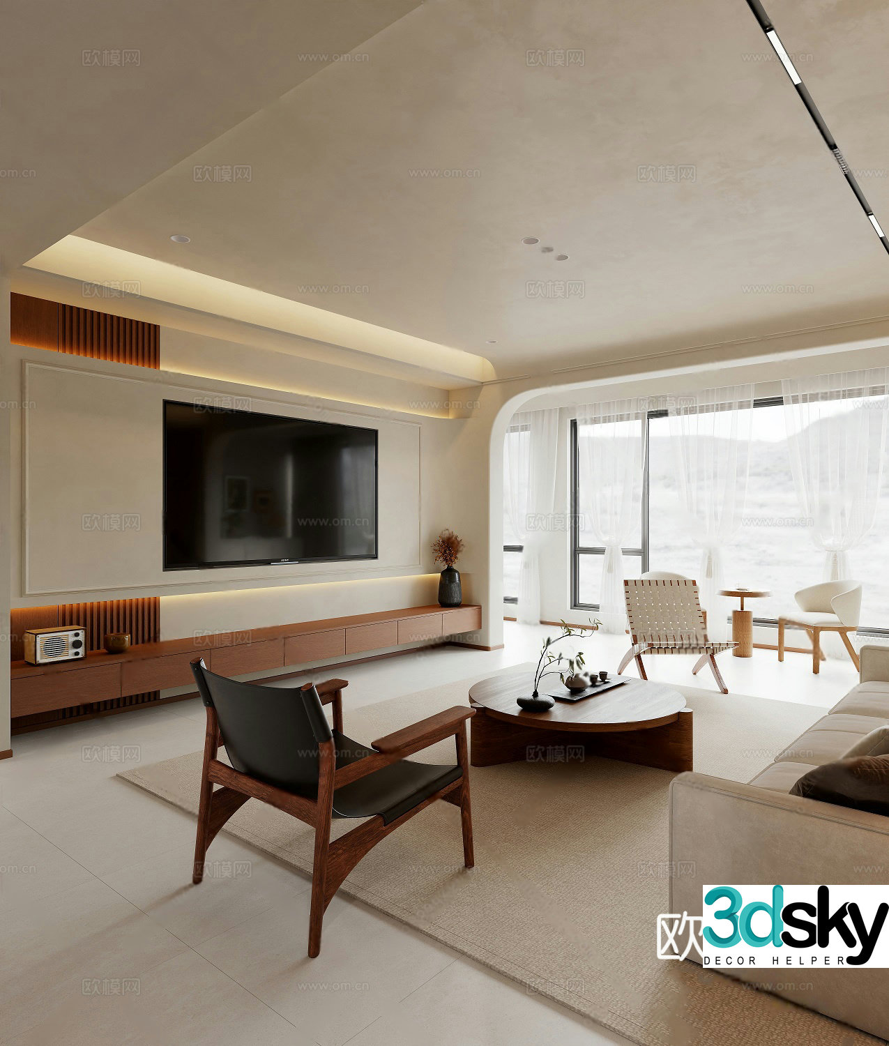 3D model of medieval style living room restaurant