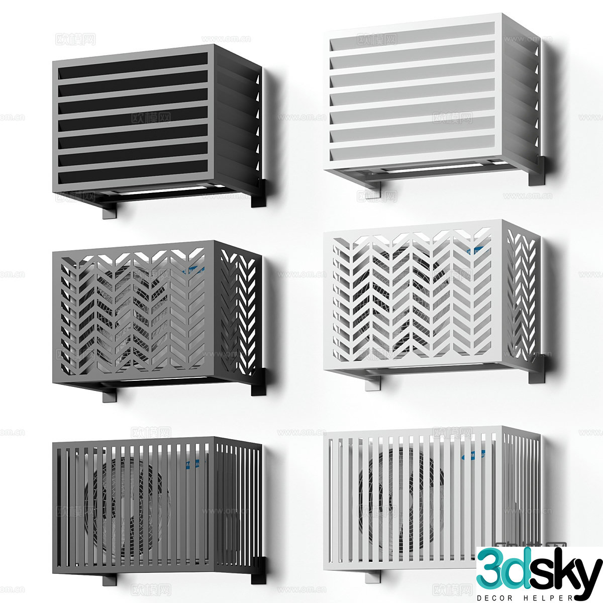Air conditioning protective cover Exterior wall air conditioning blue 3D model