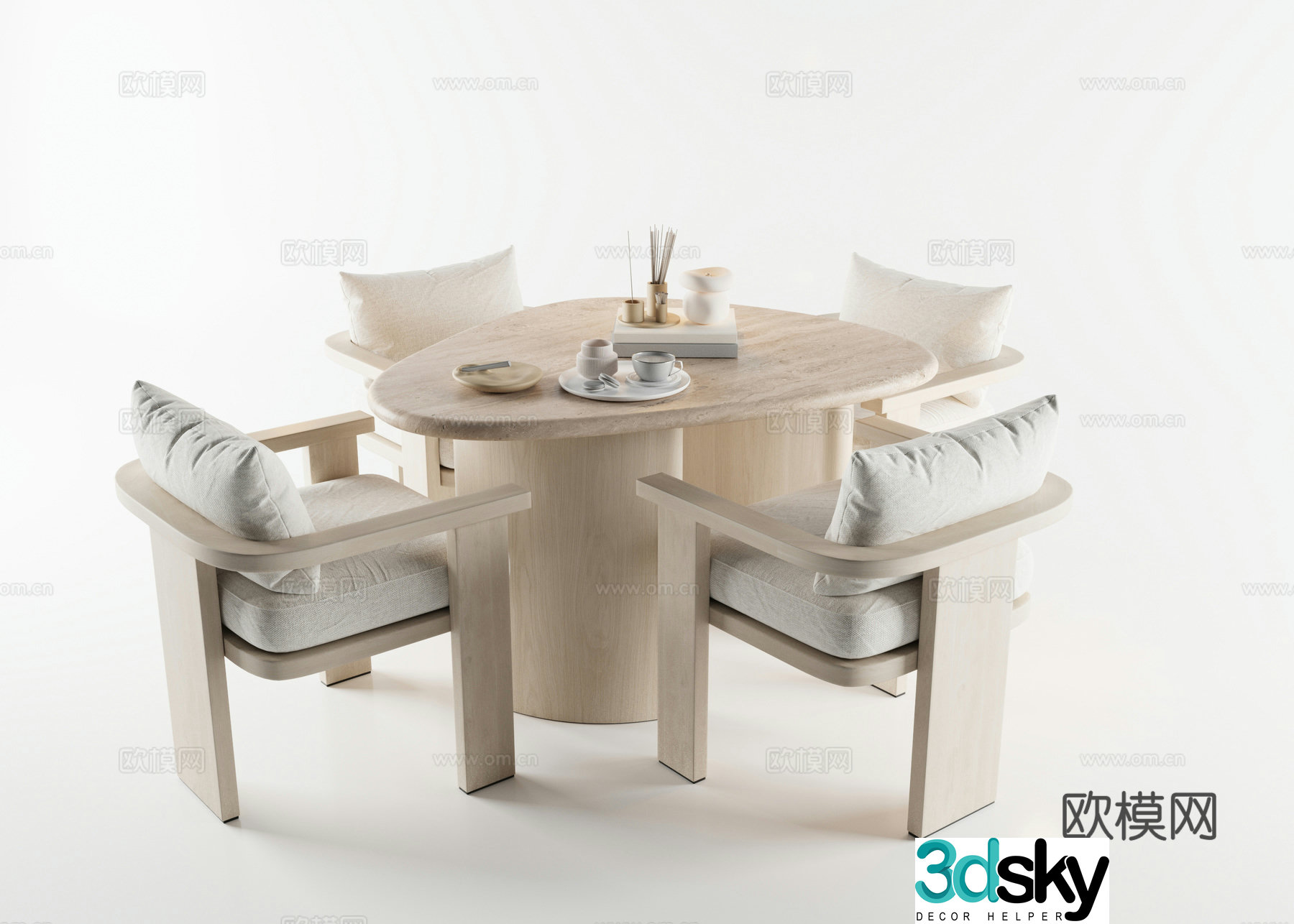 Dining table Dining chair Restaurant Carpet 3d model