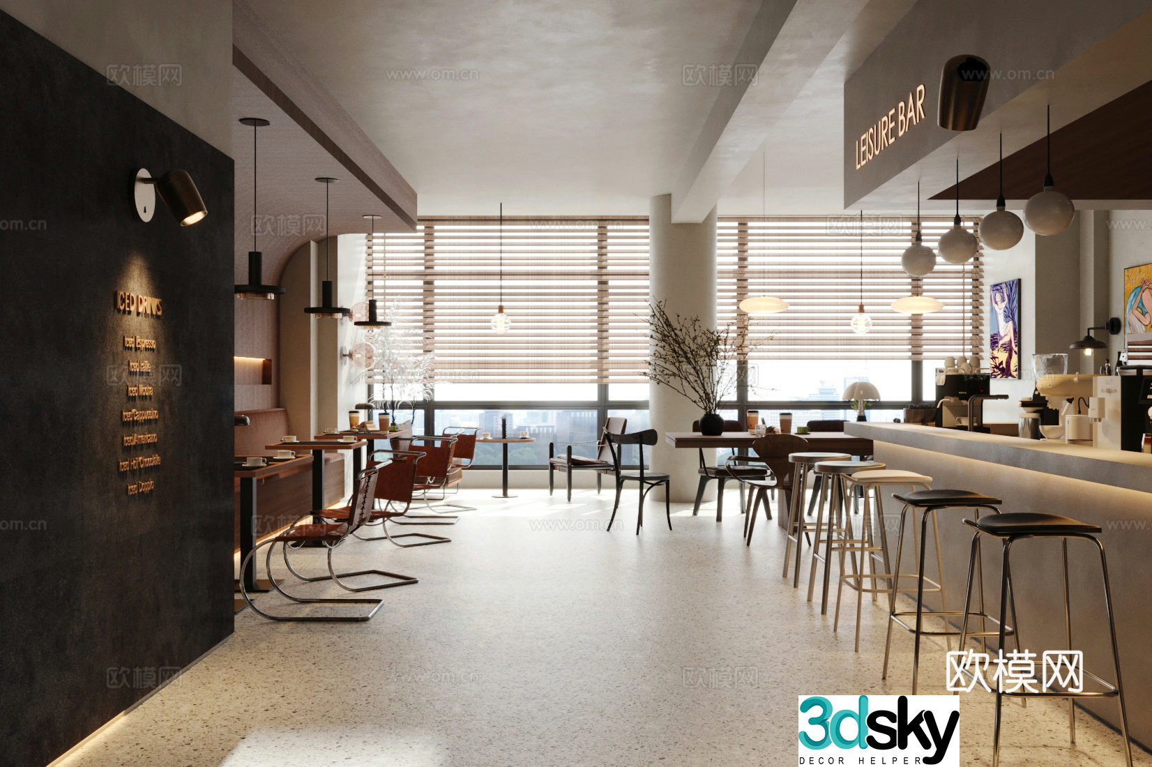 Industrial style coffee shop milk tea shop 3d model