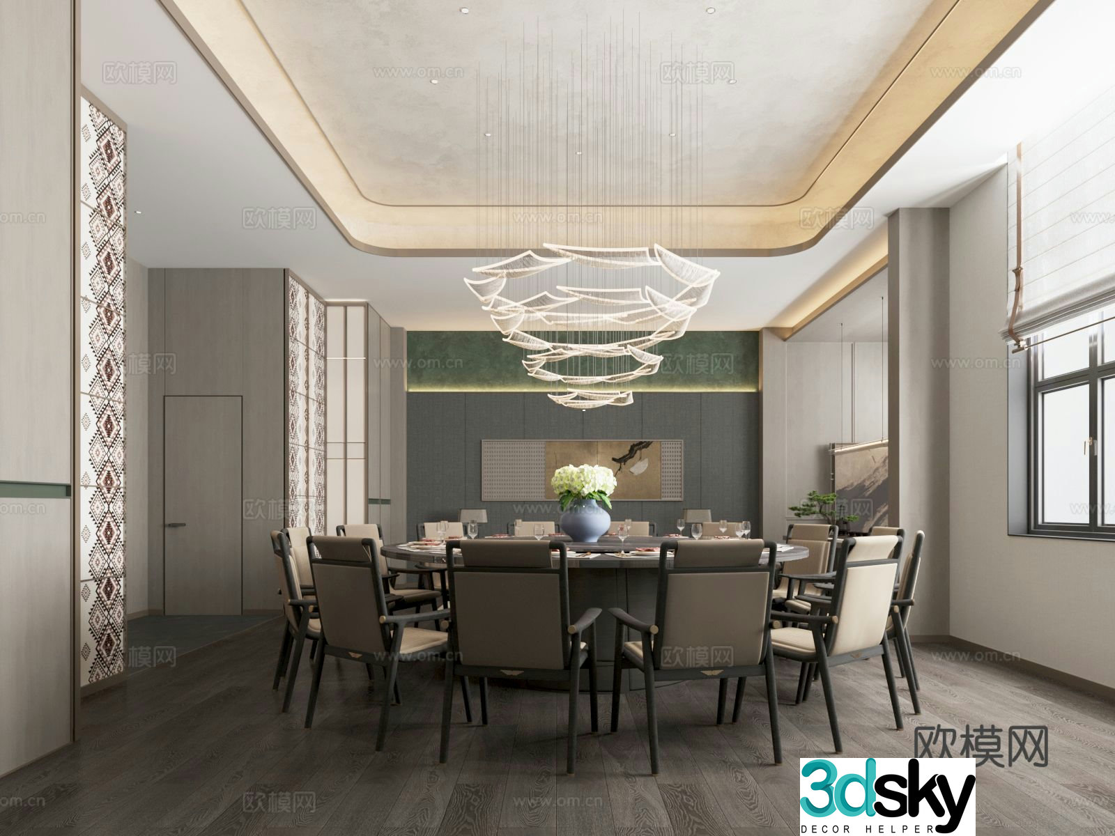 New Chinese restaurant private room 3D model