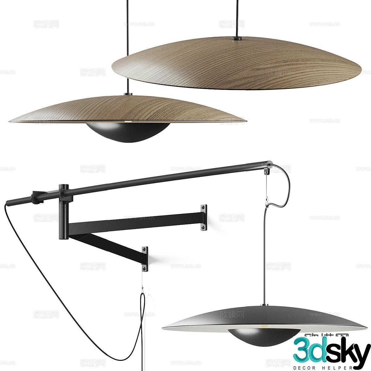 Modern hanging line wall lamp 3d model