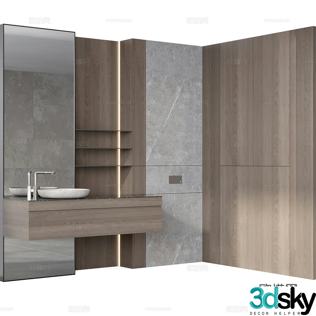 New Chinese style bathroom cabinet 3D model