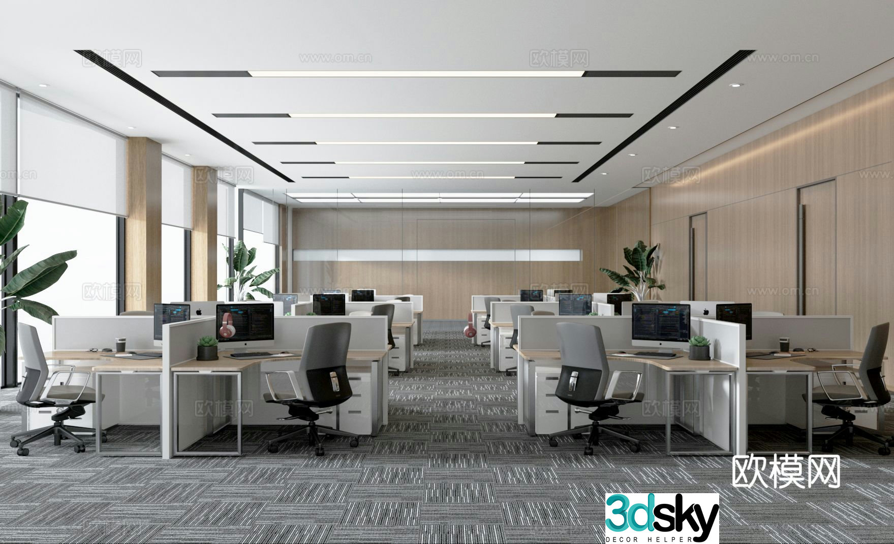 Modern public office area Public office 3d model